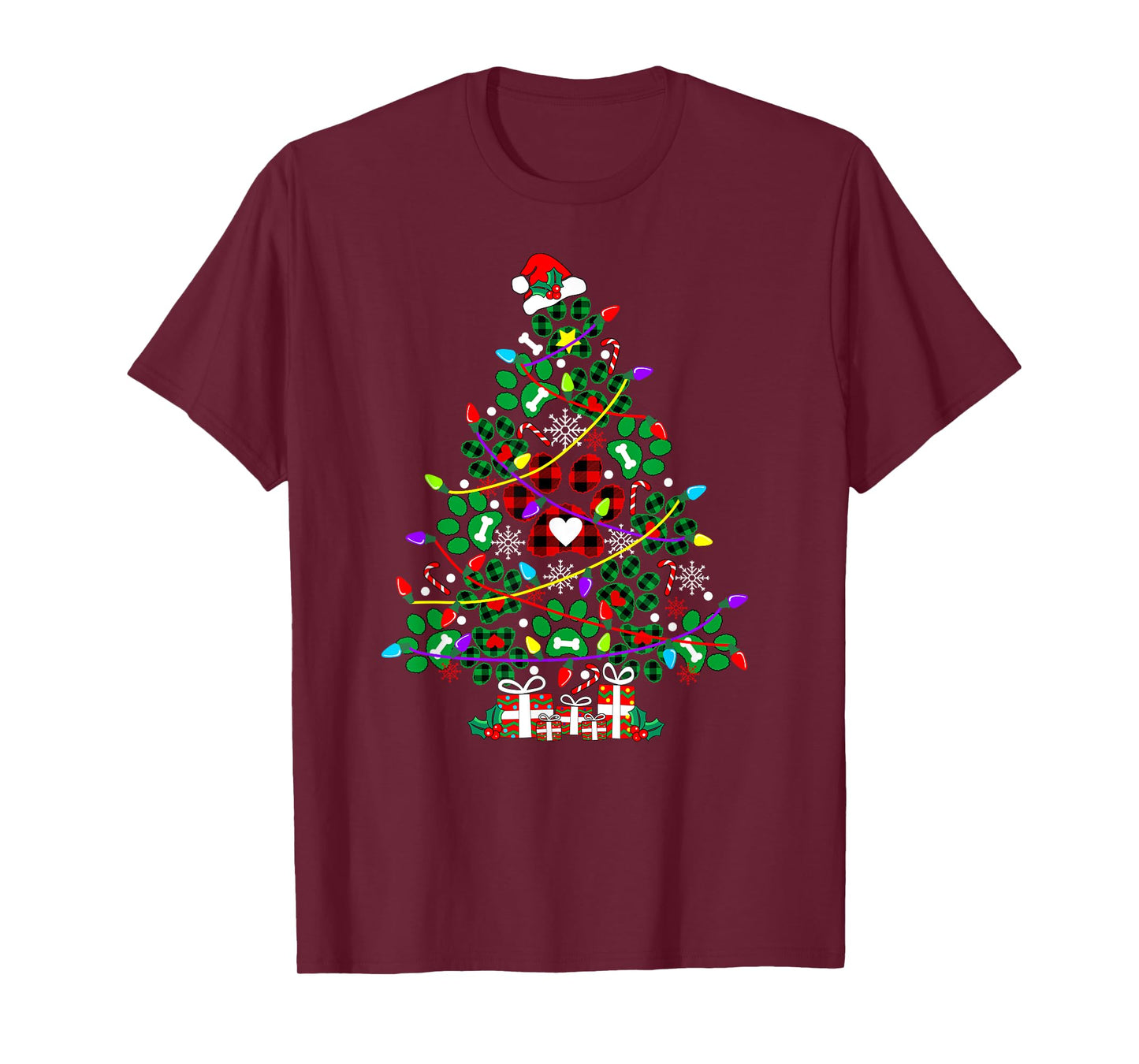 Paw Print Christmas Tree Dog or Cat T-Shirt for Men Women Kids