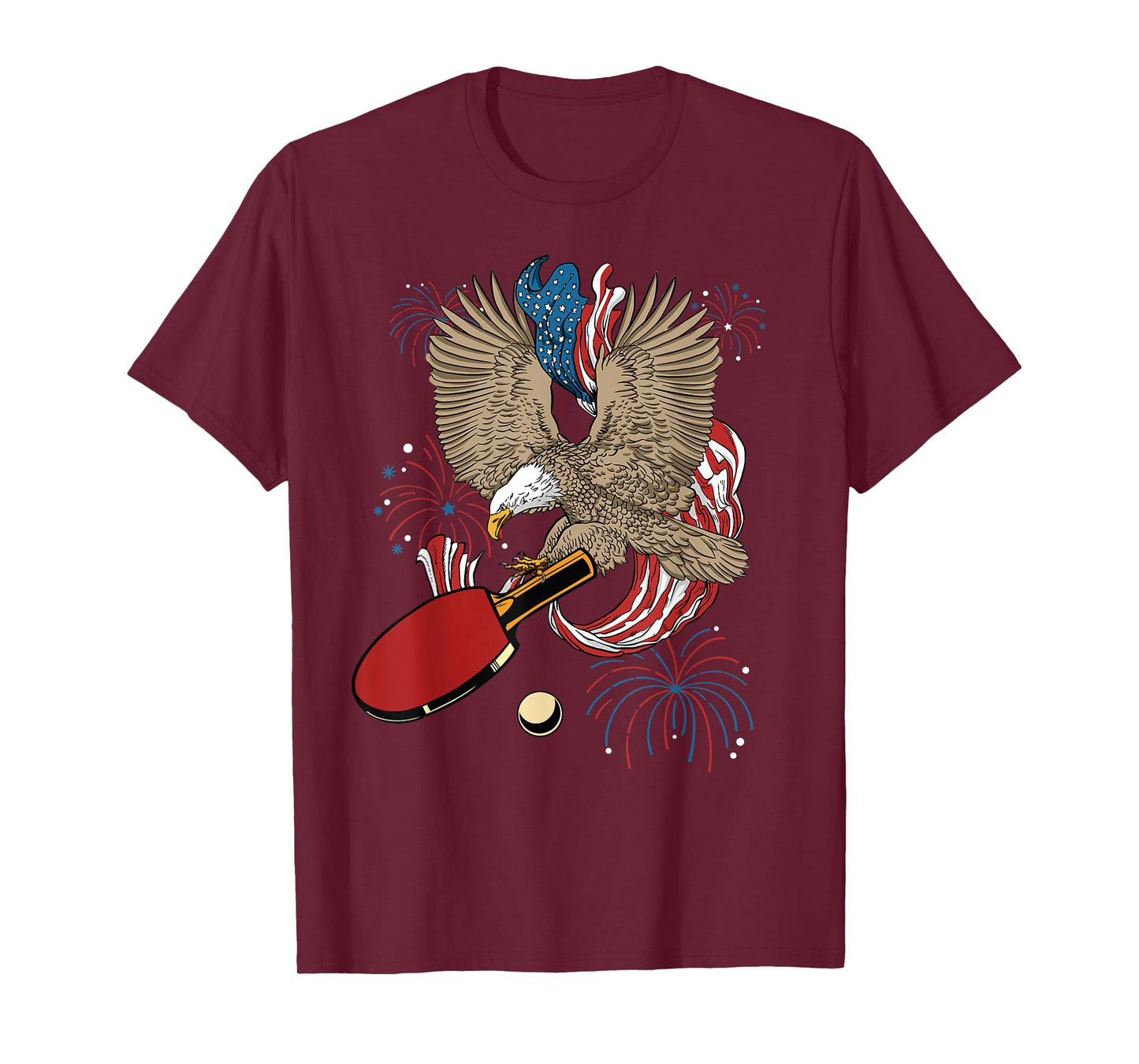4th Of July Ping Pong Eagle USA Flag America Table Tennis T-Shirt
