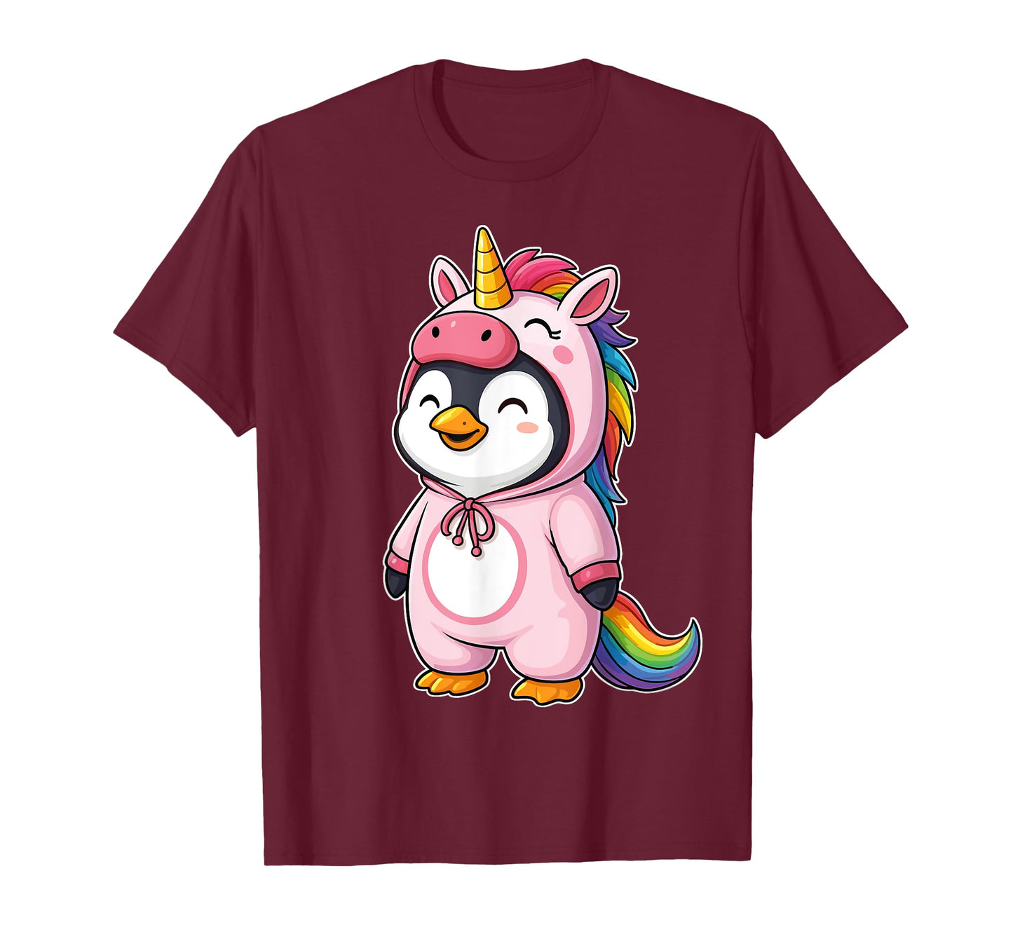 Kawaii Penguin In Unicorn Costume for Girls kids Penguin T-Shirt