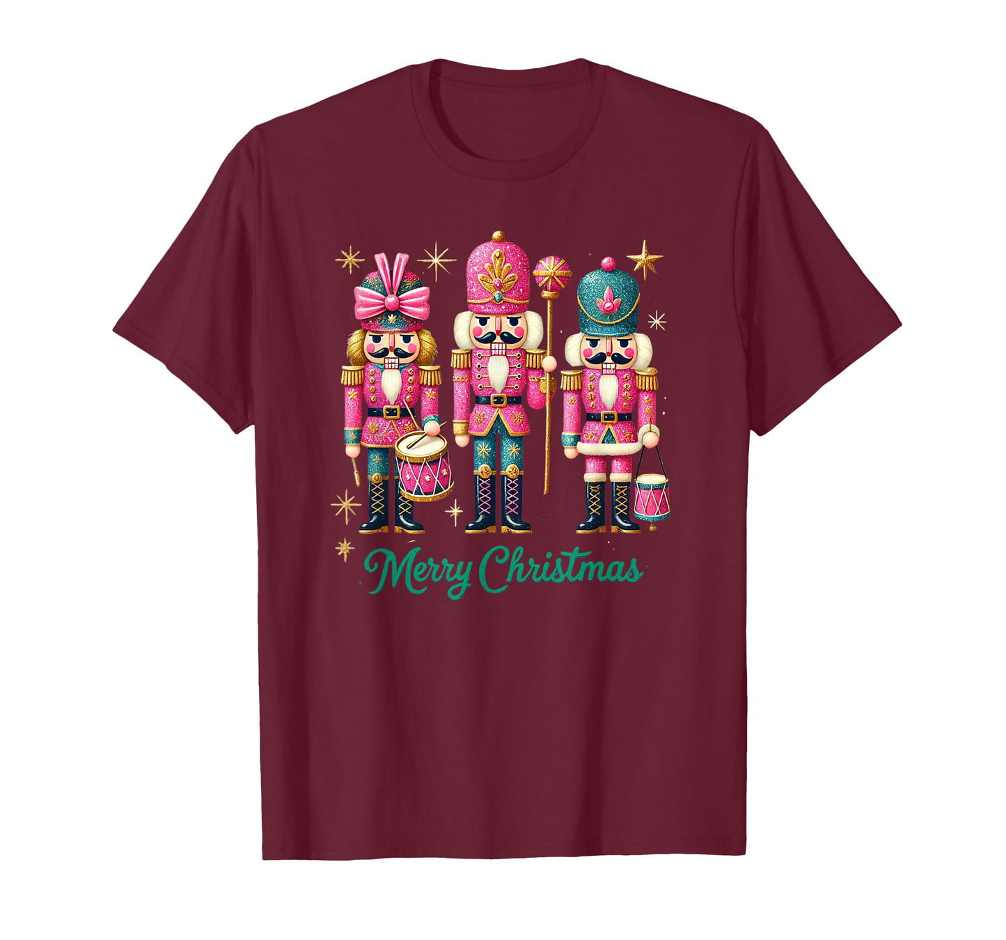 Preppy Pink Nut cracker Merry Christmas Cute Xmas Nutcracker T-Shirt