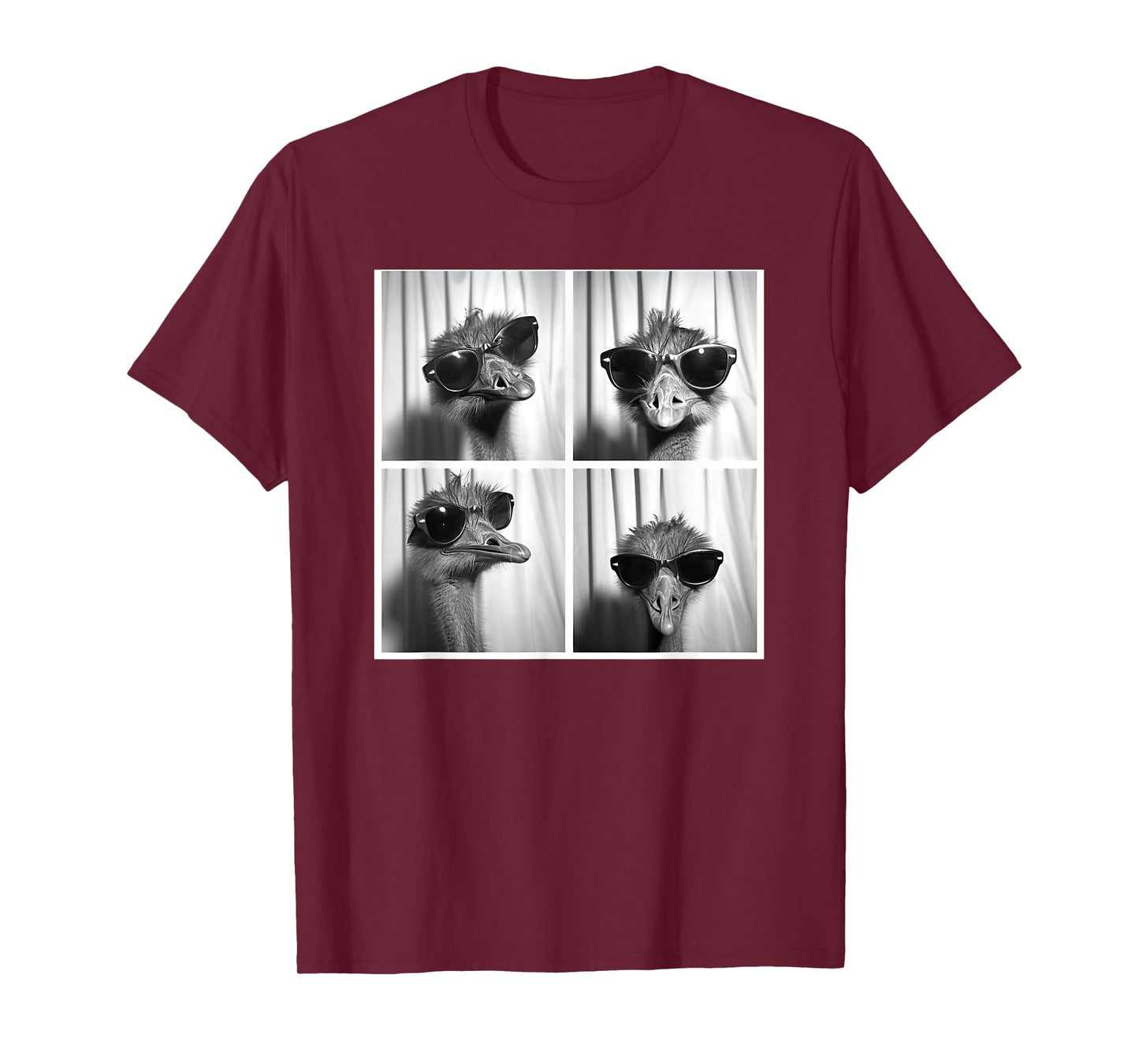 Ostrich Wearing Sunglasses Bird Face Funny Emu Lover T-Shirt