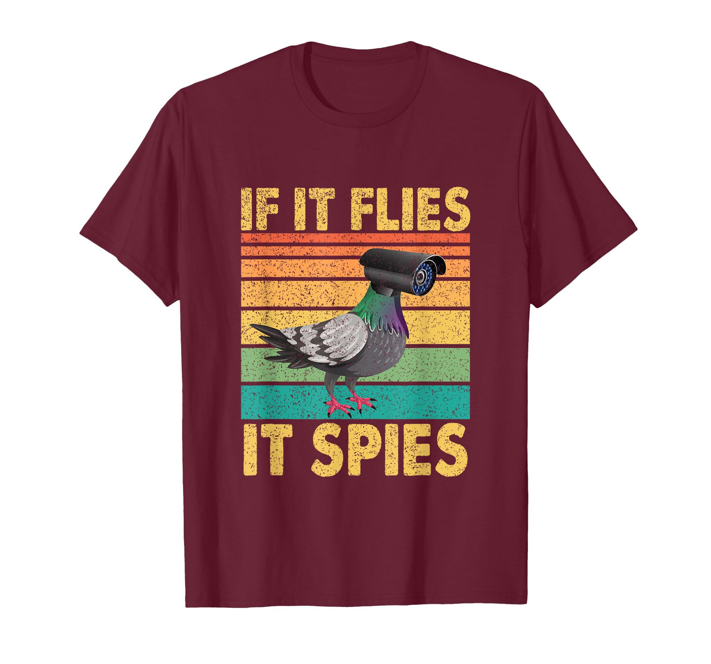 Vintage Pigeon Bird Halloween If It Flies It Spies T-Shirt
