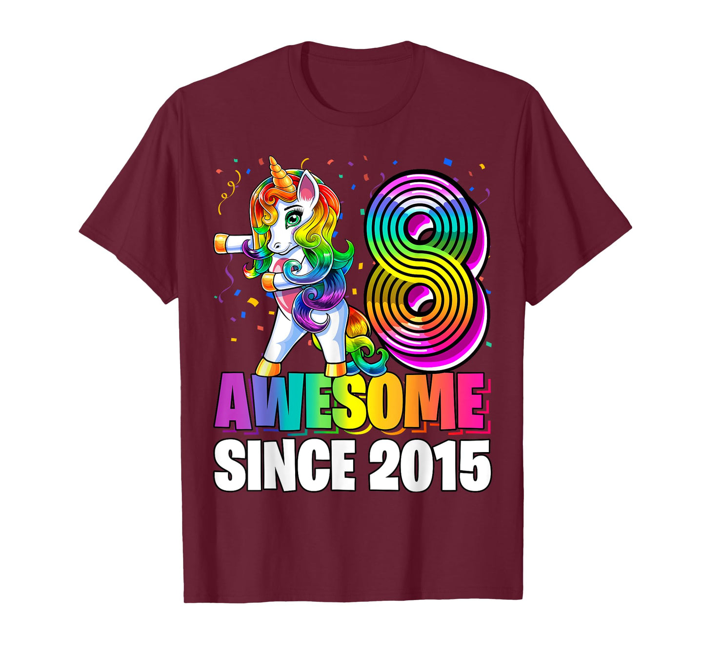 8 Awesome Since 2015 Flossing Unicorn 8th Birthday Girls T-Shirt
