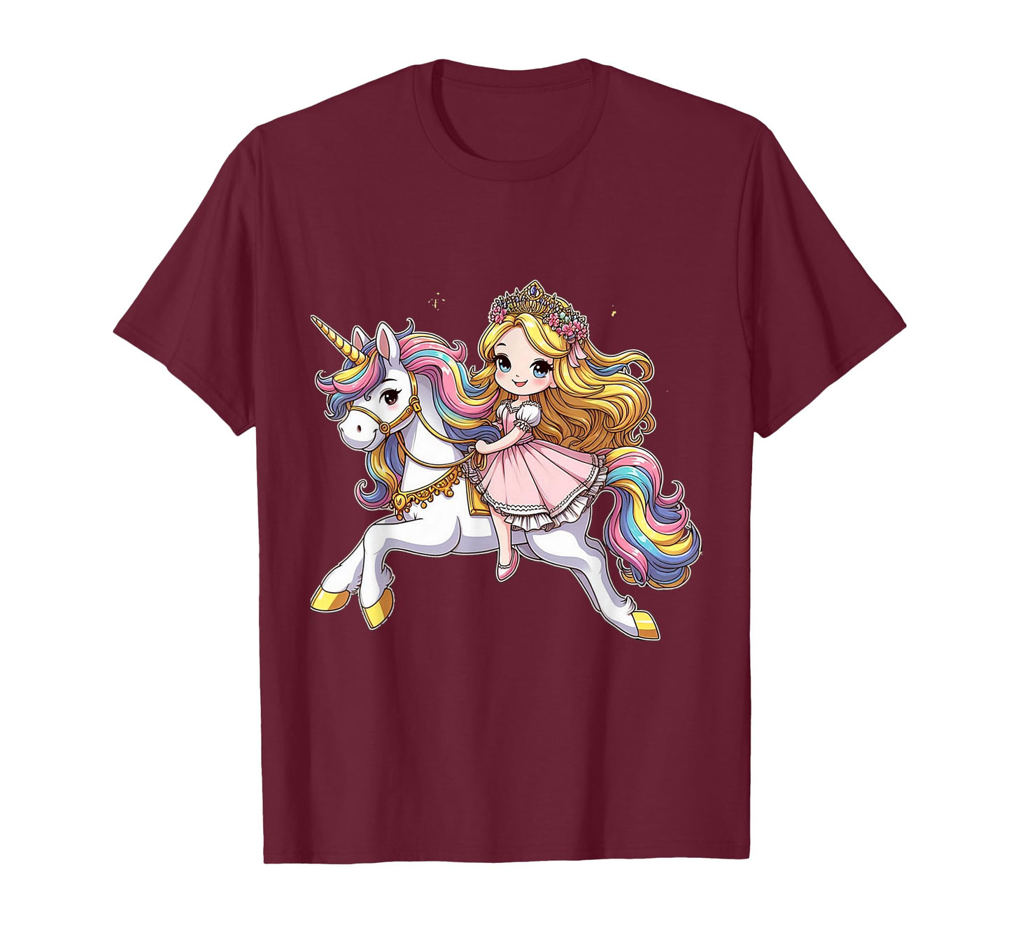 Princess Riding A Unicorn Boys Girls Men Women Kids Adults T-Shirt
