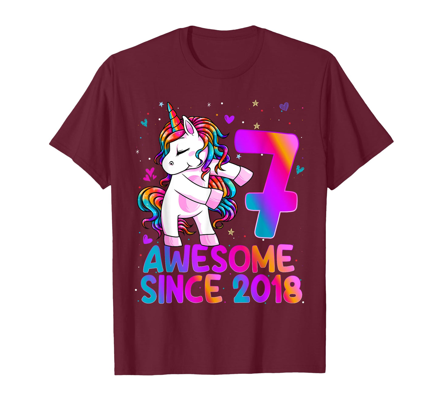 Flossing Unicorn 7 Year Old 7th Birthday Girl Unicorn Party T-Shirt