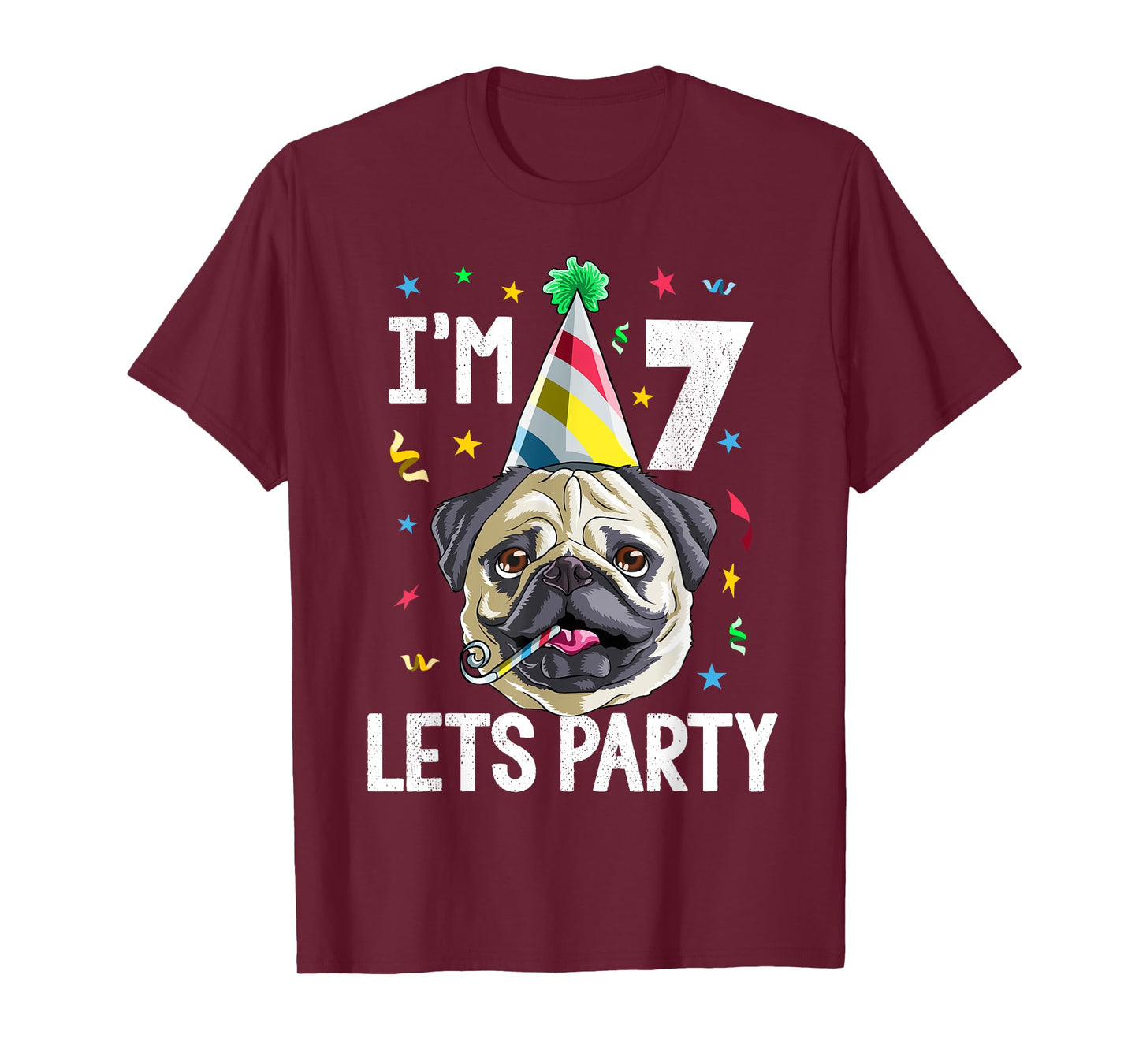 Pug Birthday 7th T Shirt Dog Kids Boys Girls Gift Idea Party T-Shirt
