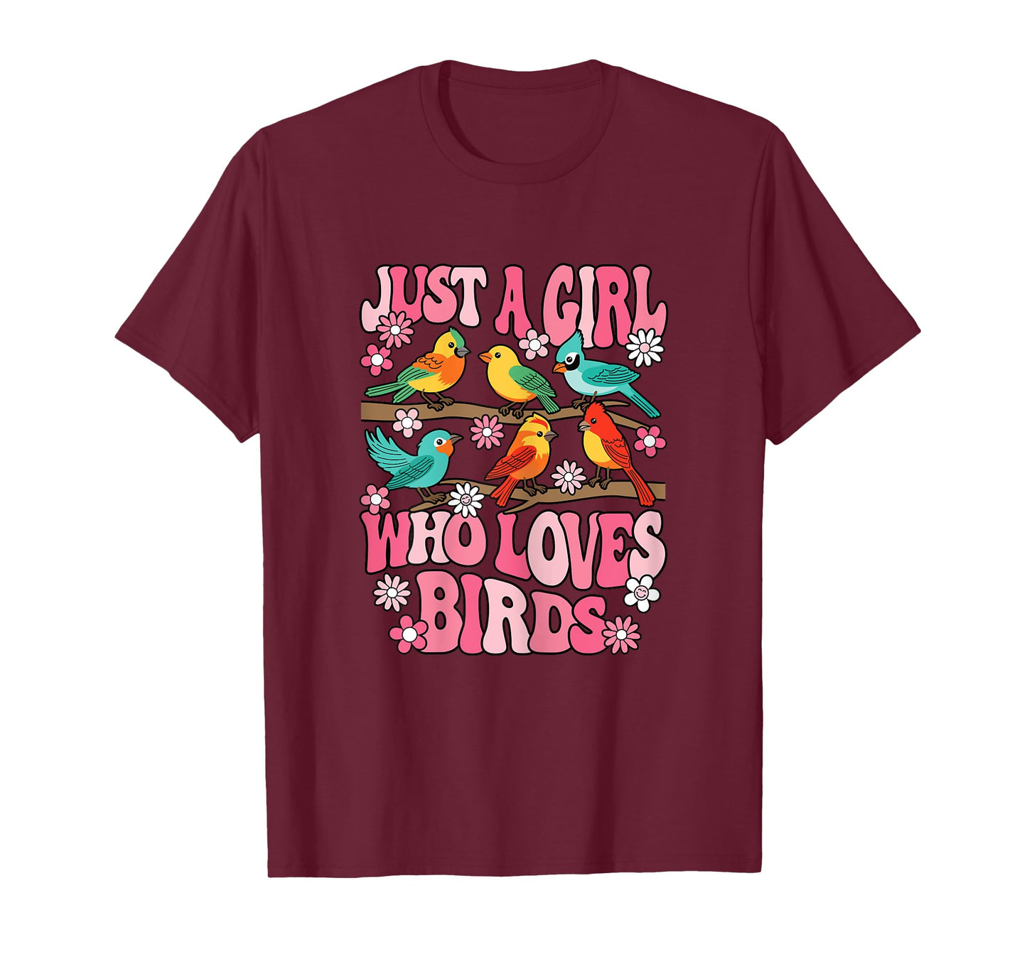 Just A Girl Who Loves Birds Birding Bird Watching Girls Kids T-Shirt