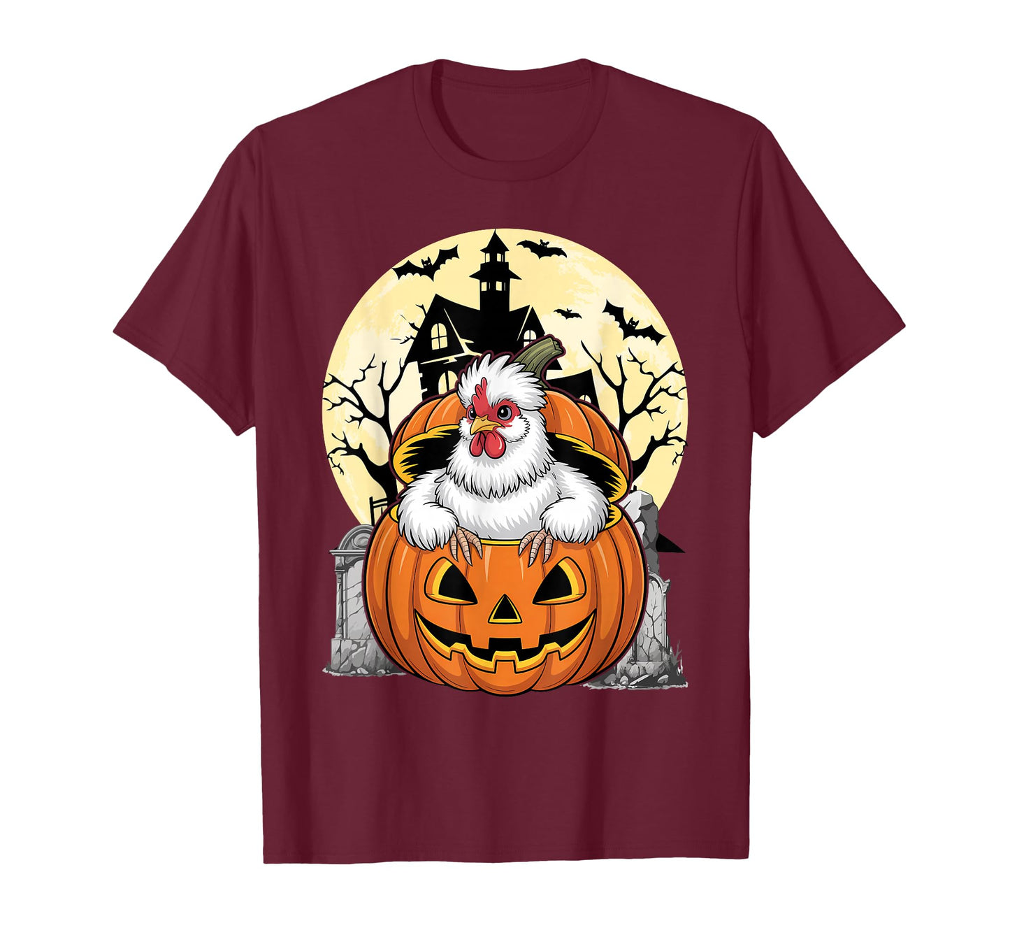 Silkie Chicken Happy Halloween Pumpkin Farm Animal Lover T-Shirt