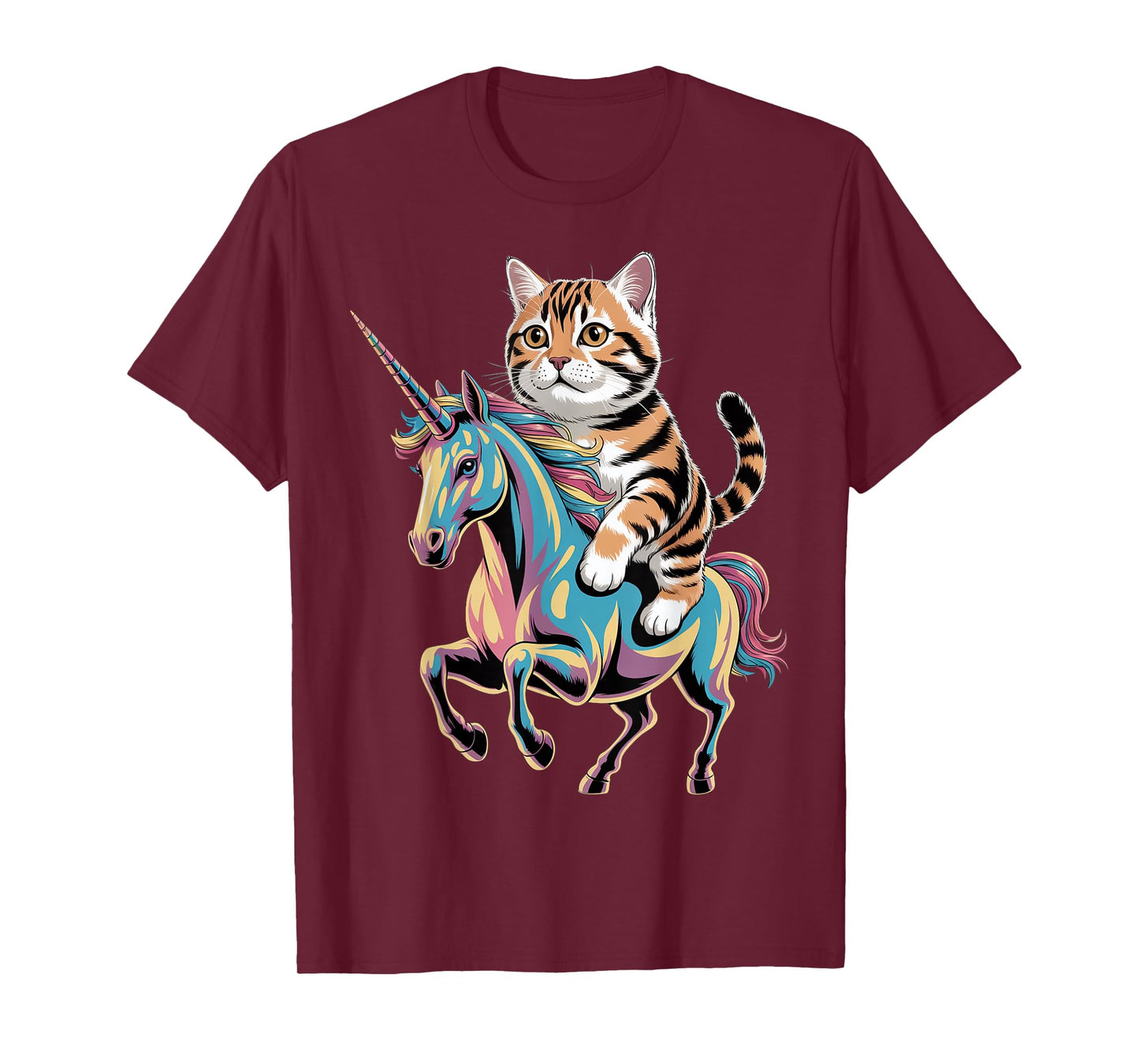 Cute Tiger Cat Riding Unicorn T-Shirt