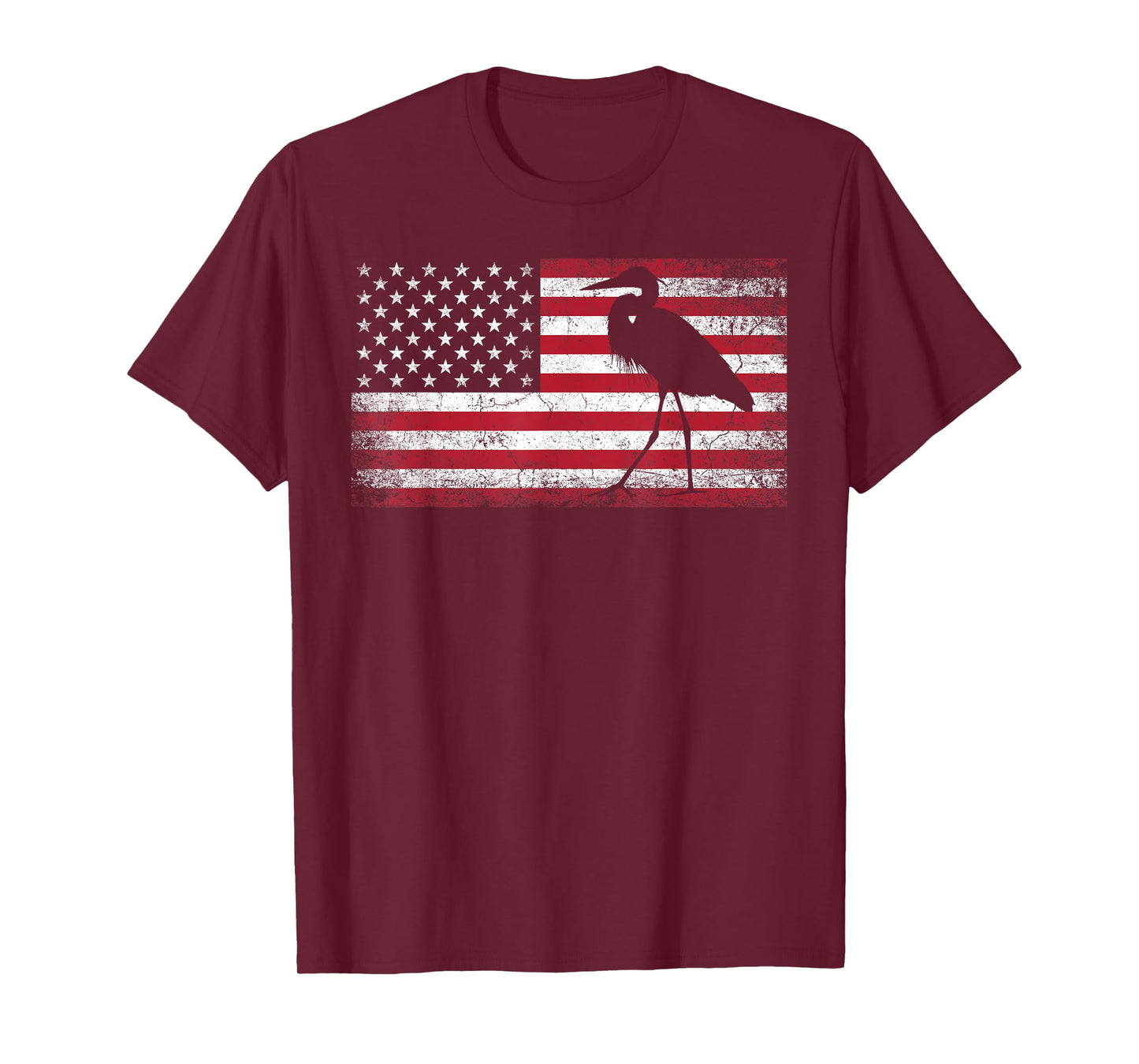 Heron Bird 4th of July American Flag America Patriotic T-Shirt for Women Kids Men