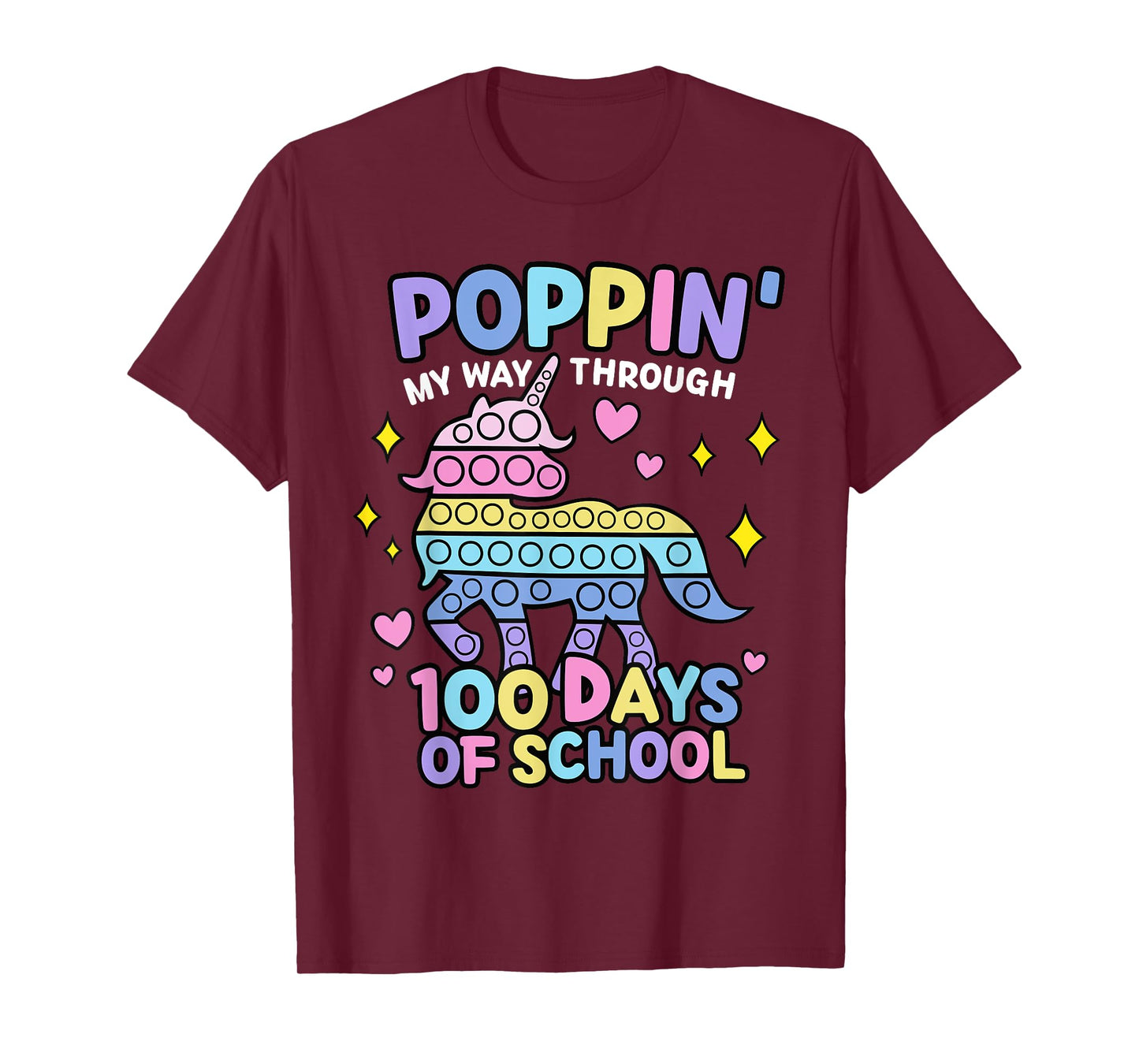Poppin My Way Through 100 Days Of School Unicorn T-Shirt