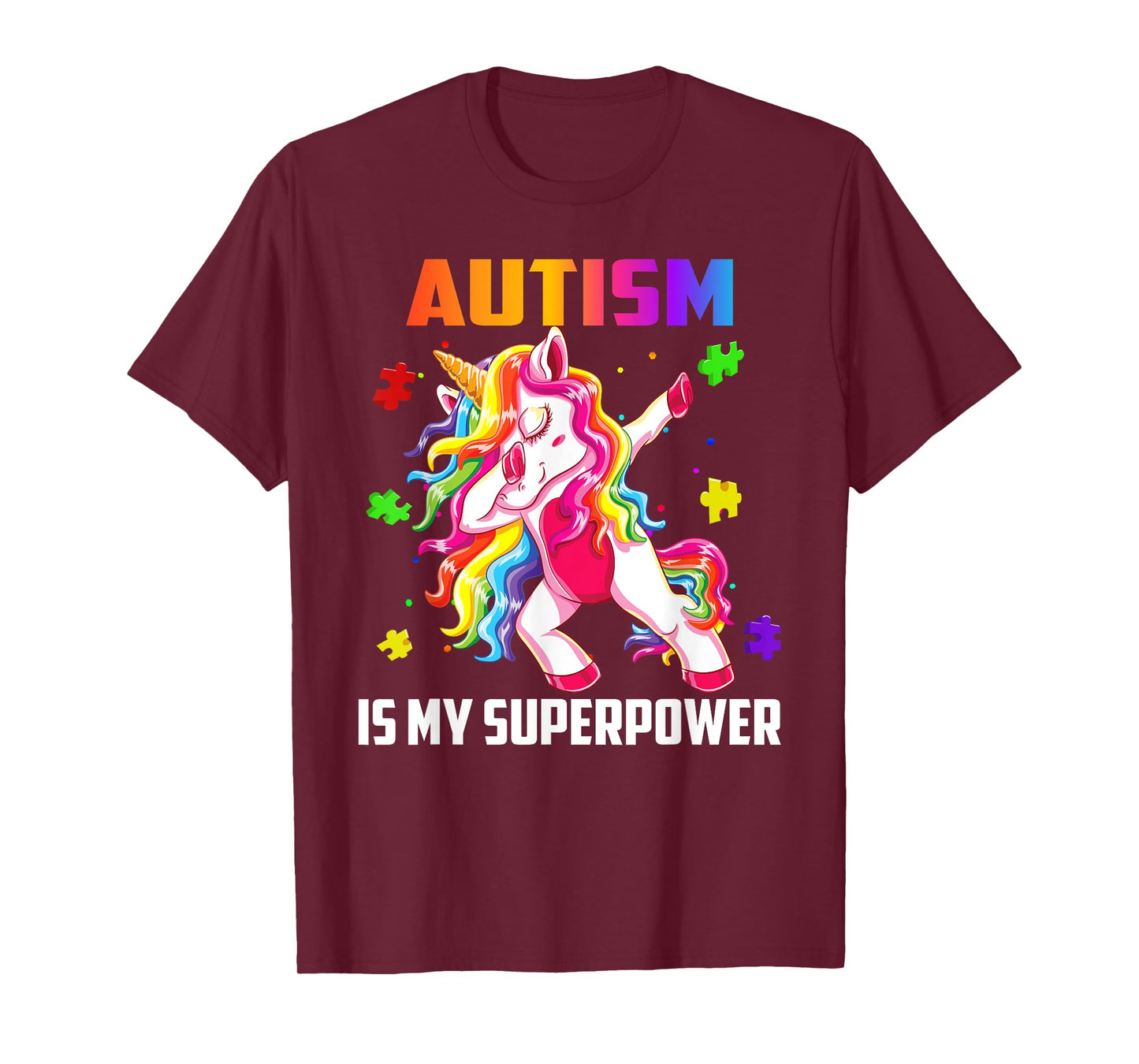 Autism Is My Superpower Dabbing Unicorn Gift Kids Boys Girls T-Shirt