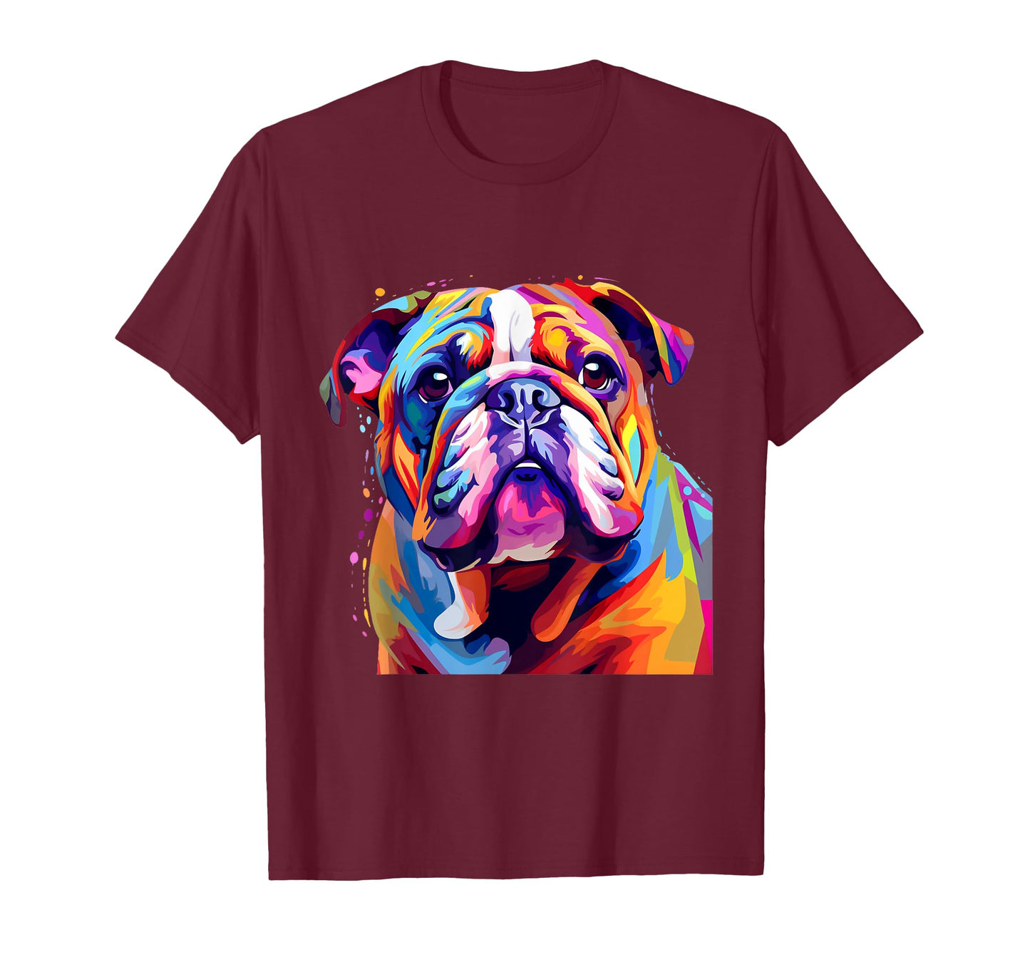 Cool Colorful Bulldog Portrait Graphic T-Shirt
