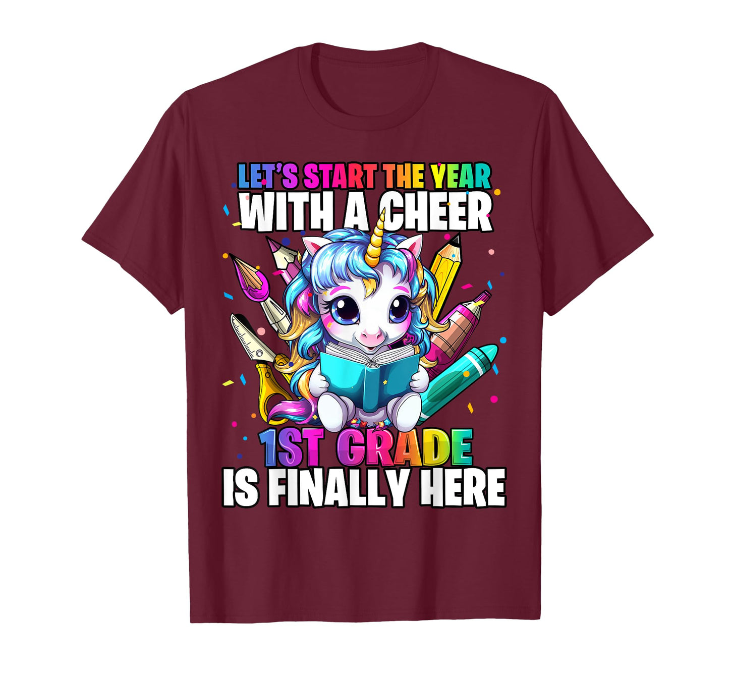 Unicorn 1st Grade Back to School First Day of School Girls T-Shirt