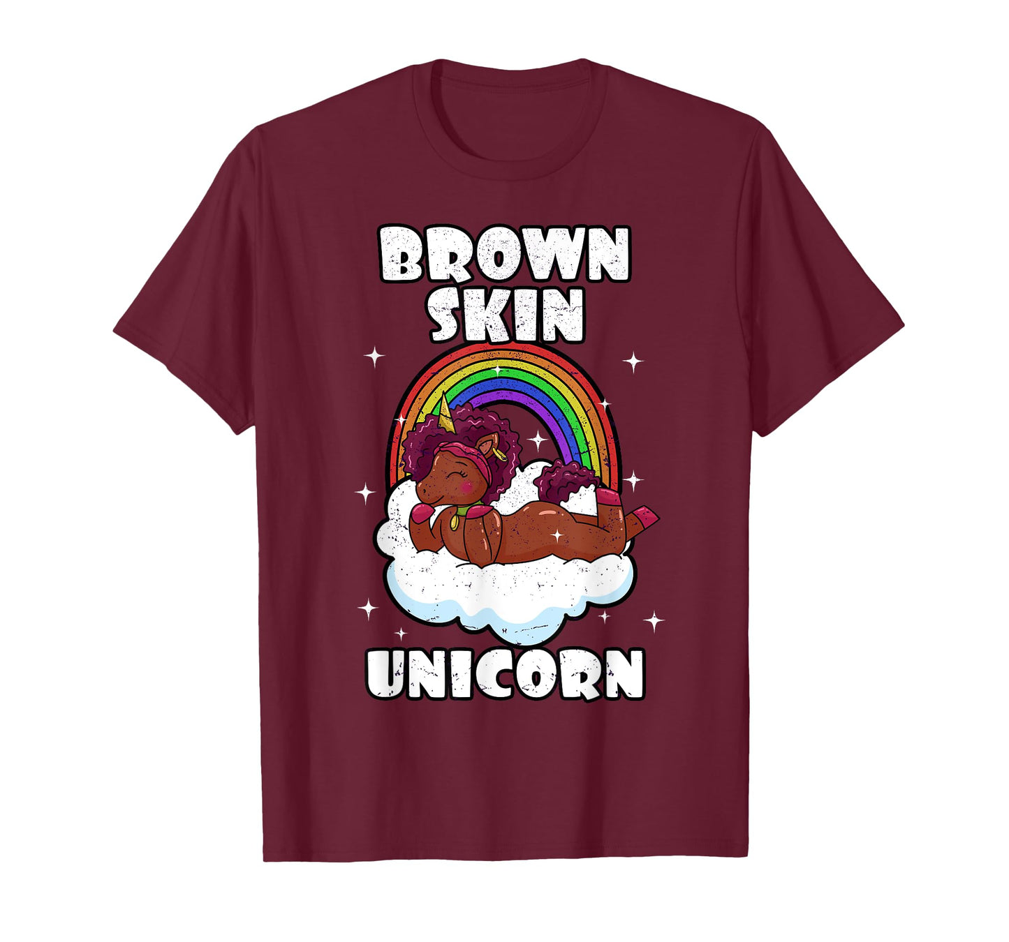 African American Black Woman Brown Skin Unicorn Afro T-Shirt