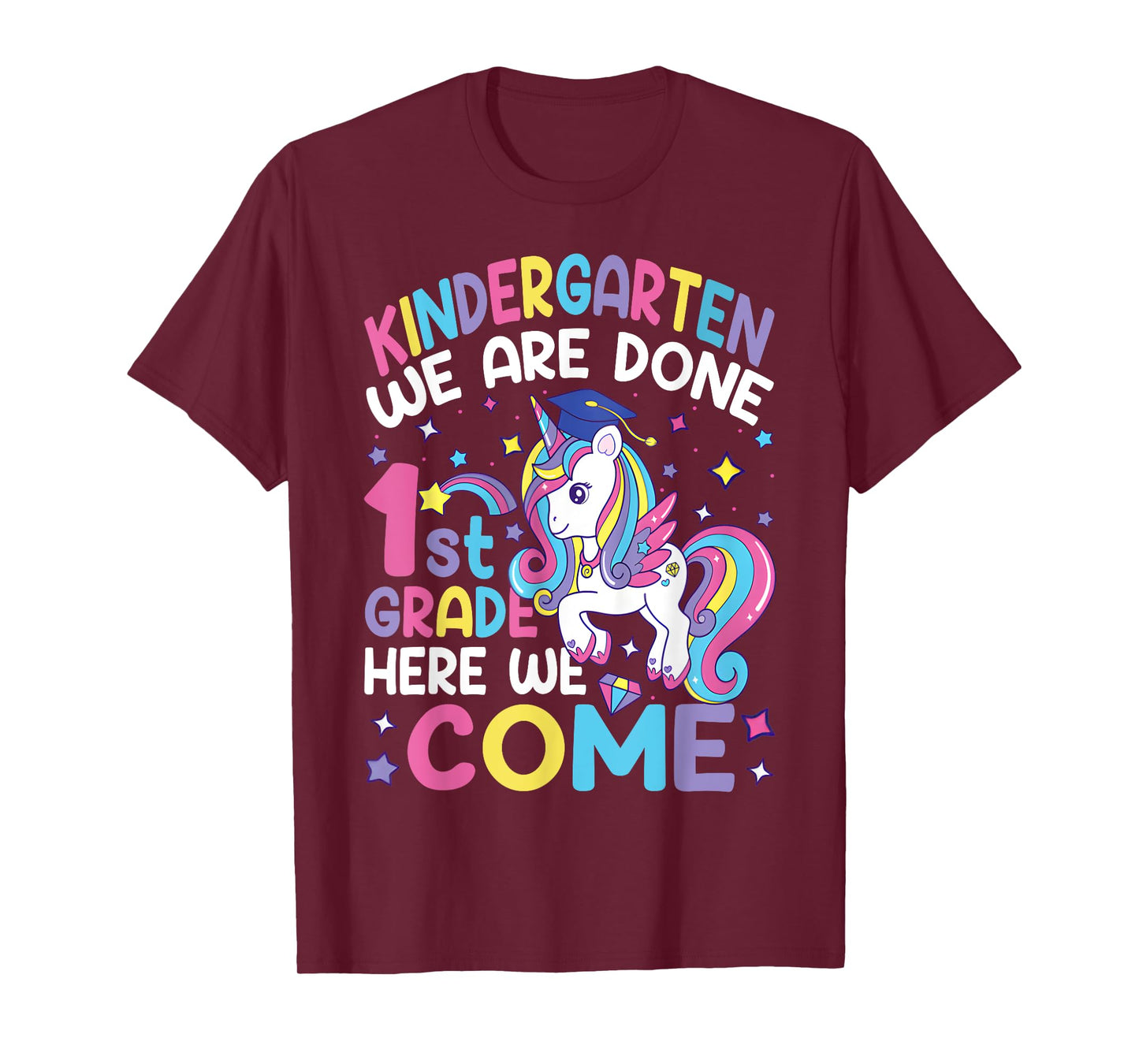 Kindergarten Graduation Cute Unicorn Girls Class Of 2025 T-Shirt