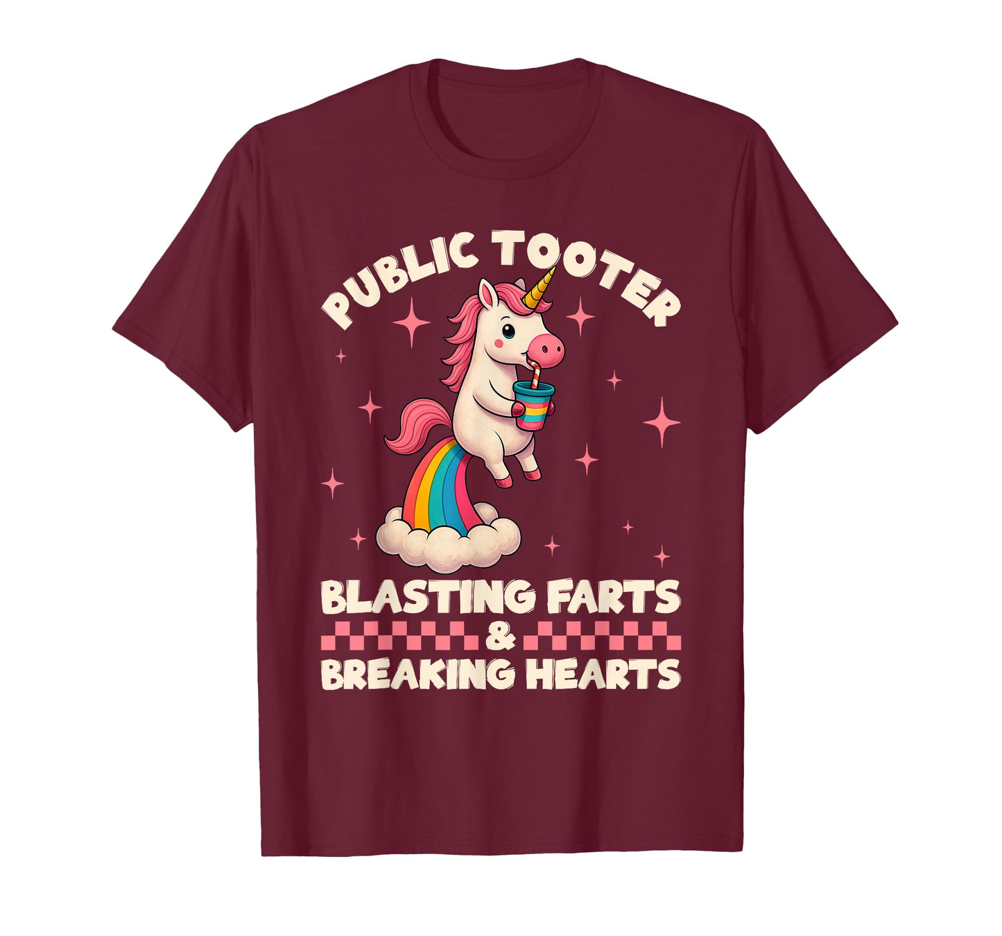 Funny Unicorn Public Tooter Blasting Farts & Breaking Hearts T-Shirt