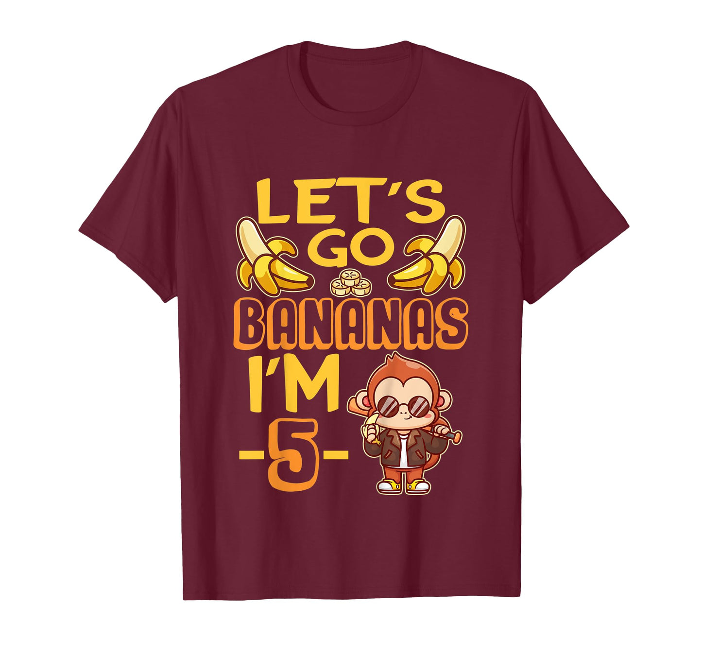 Kids Let's Go Bananas I'm 5 Zoo Jungle Safari 5th Birthday T-Shirt