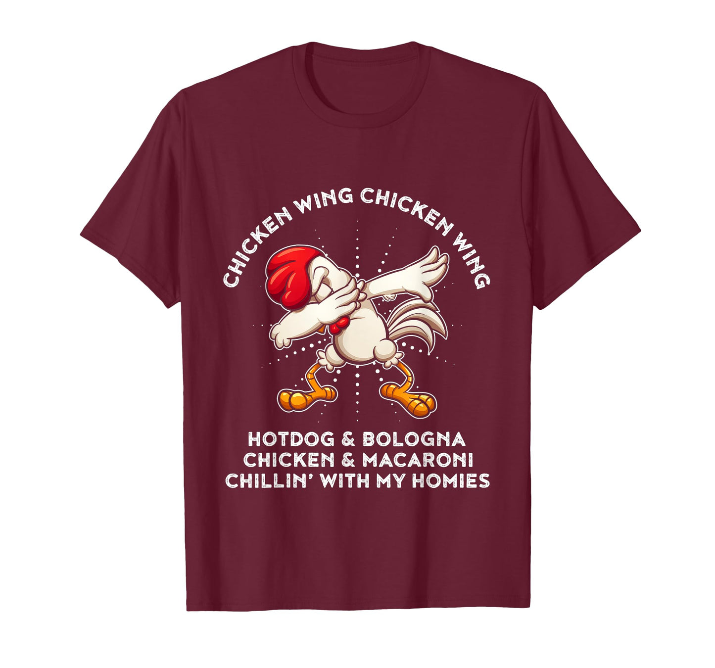 Funny Chicken Wing Song Lyric Hot Dog Bologna Macaroni Kids T-Shirt