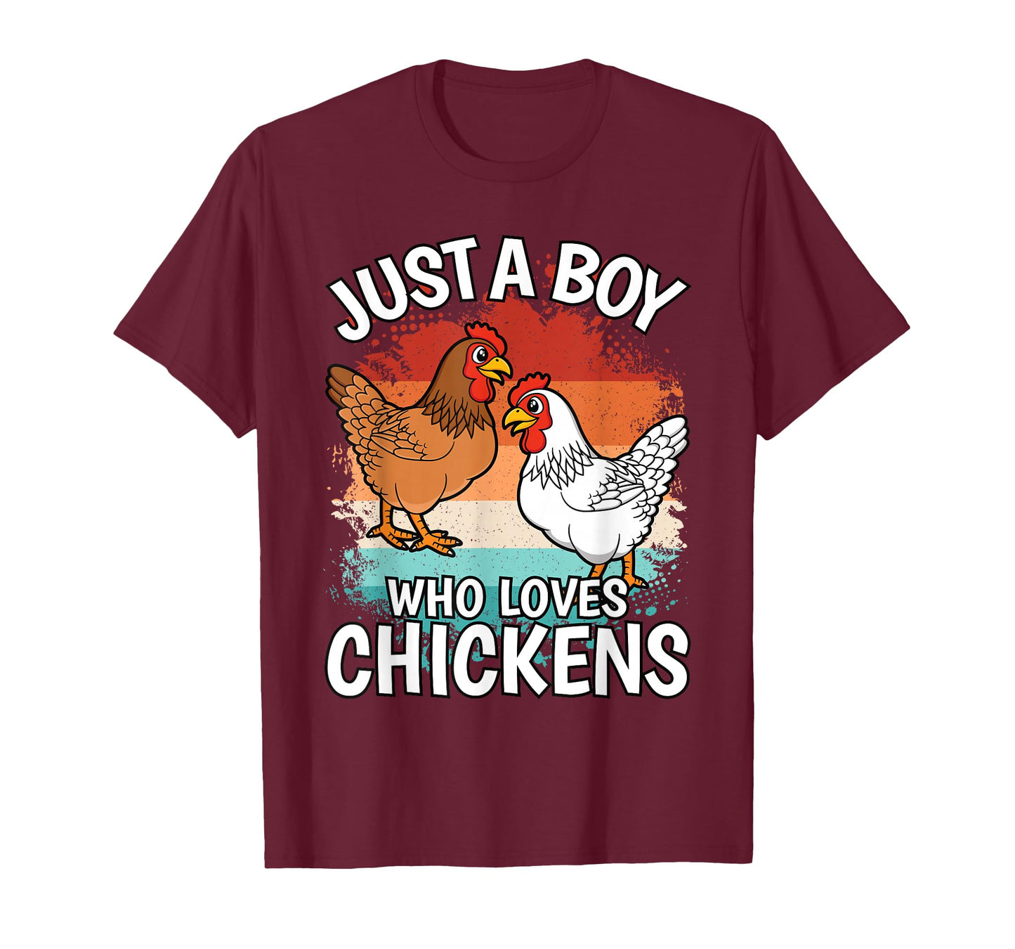 Just A Boy Who Loves Chickens Retro Farmer Farming Boys Kids T-Shirt