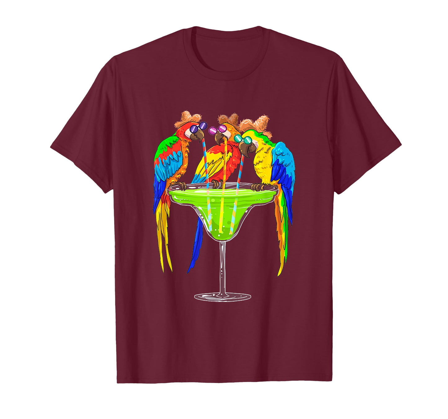 Parrots Drinking Margarita Hawaiian Vacation Birds Lovers T-Shirt