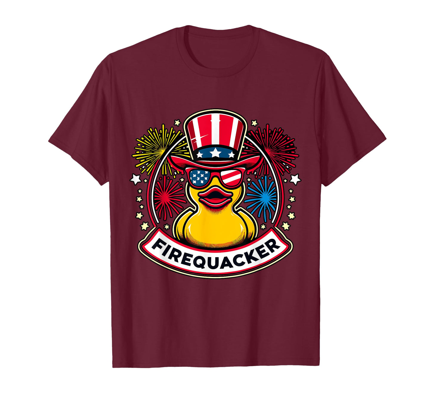 Firequacker 4th of July Rubber Duck USA Flag T-Shirt