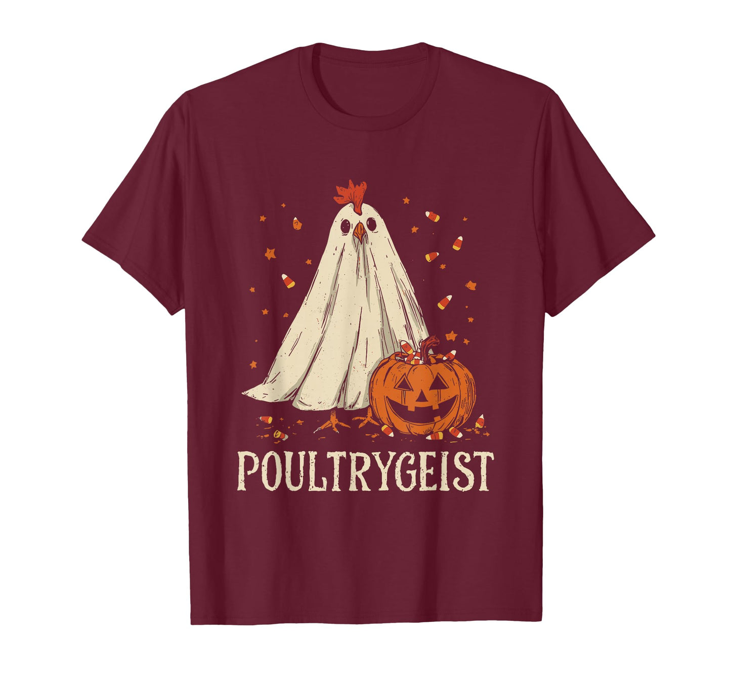 Poultrygeist Funny Chicken Ghost Pumpkin Halloween Costume T-Shirt