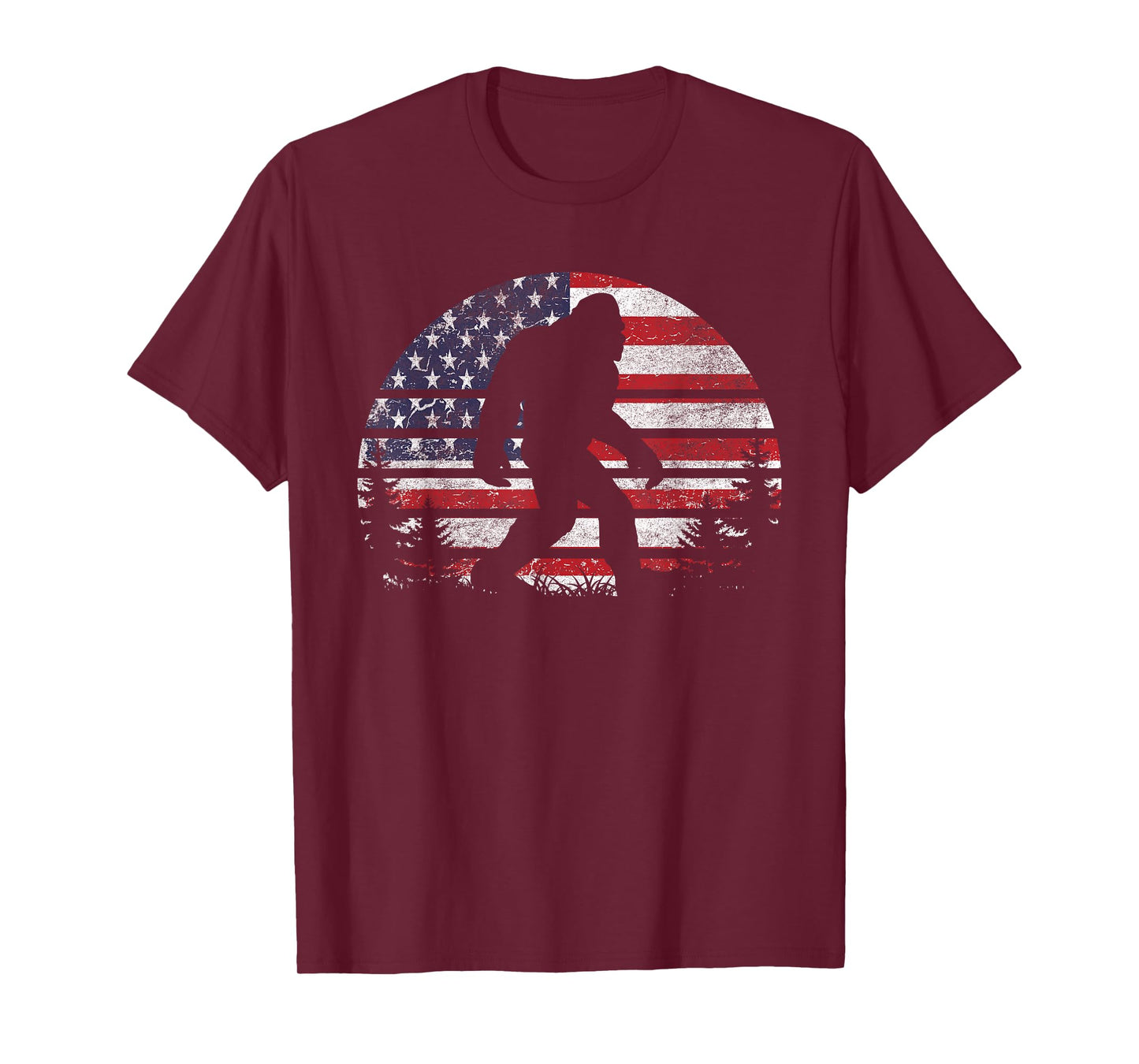 Bigfoot 4th of July American USA Flag Patriotic Sasquatch T-Shirt