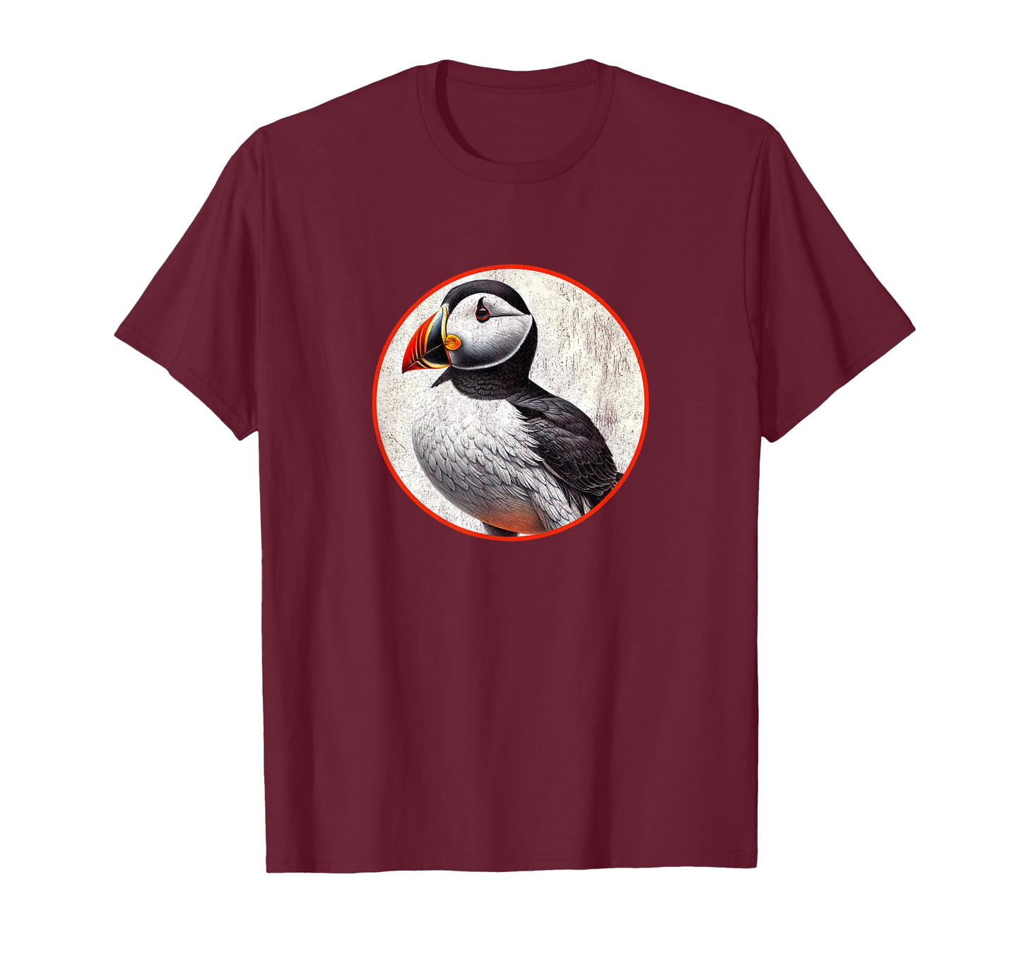 Colorful Retro Horned Puffin Bird Design T-Shirt