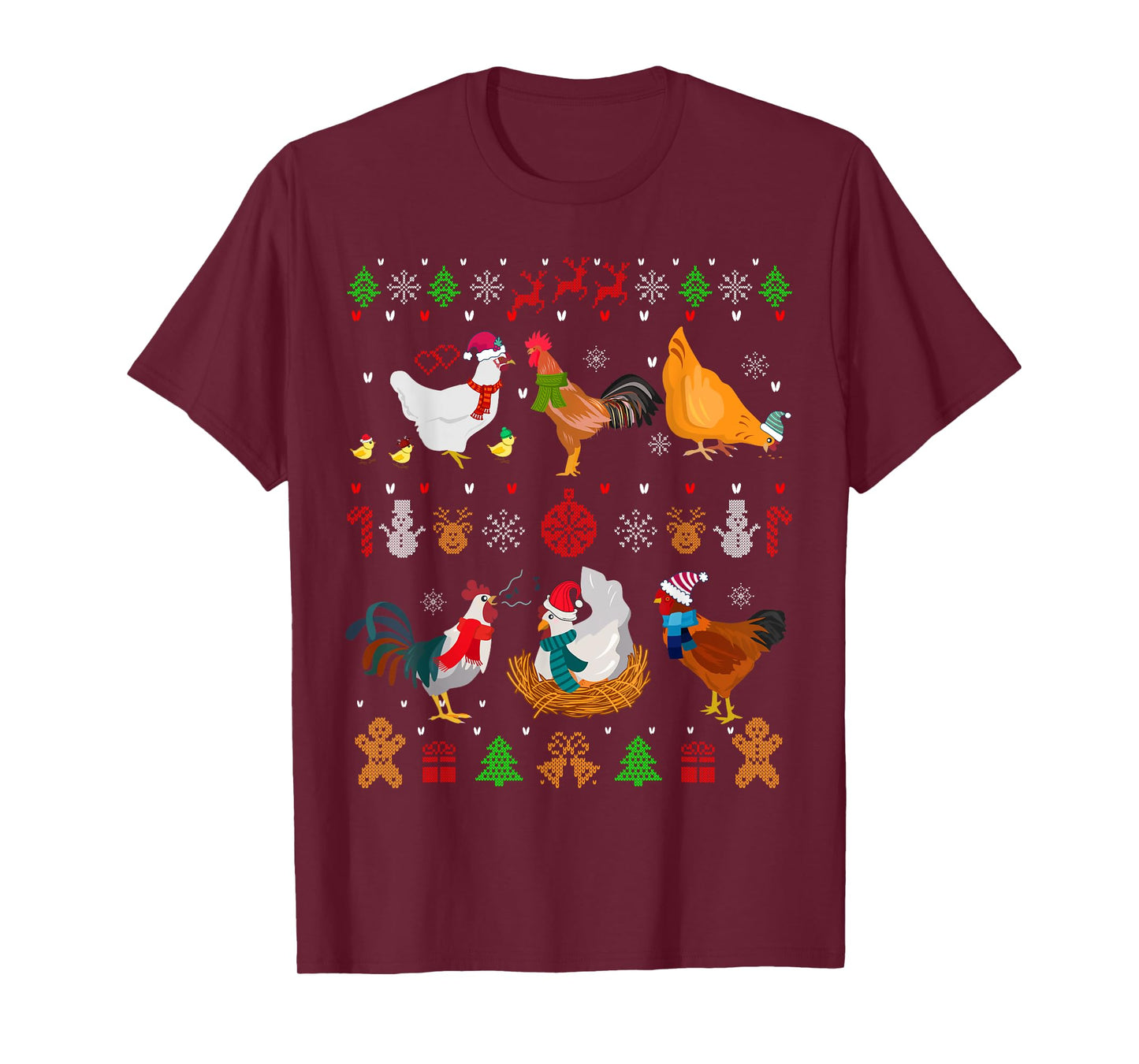 Chicken Collection Christmas Sweater Santa Chicken Farmer T-Shirt