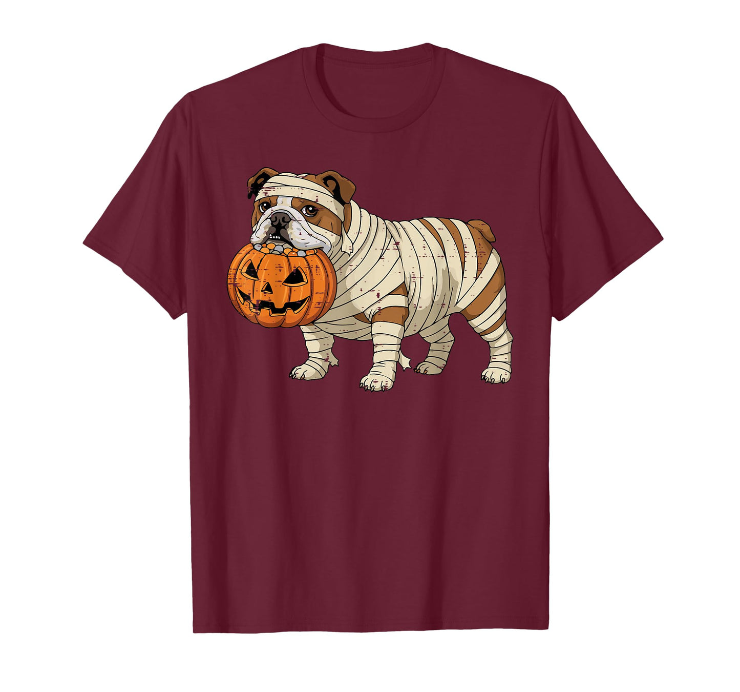 Halloween Dog English Bulldog Mummy Costume Men Women Kids T-Shirt