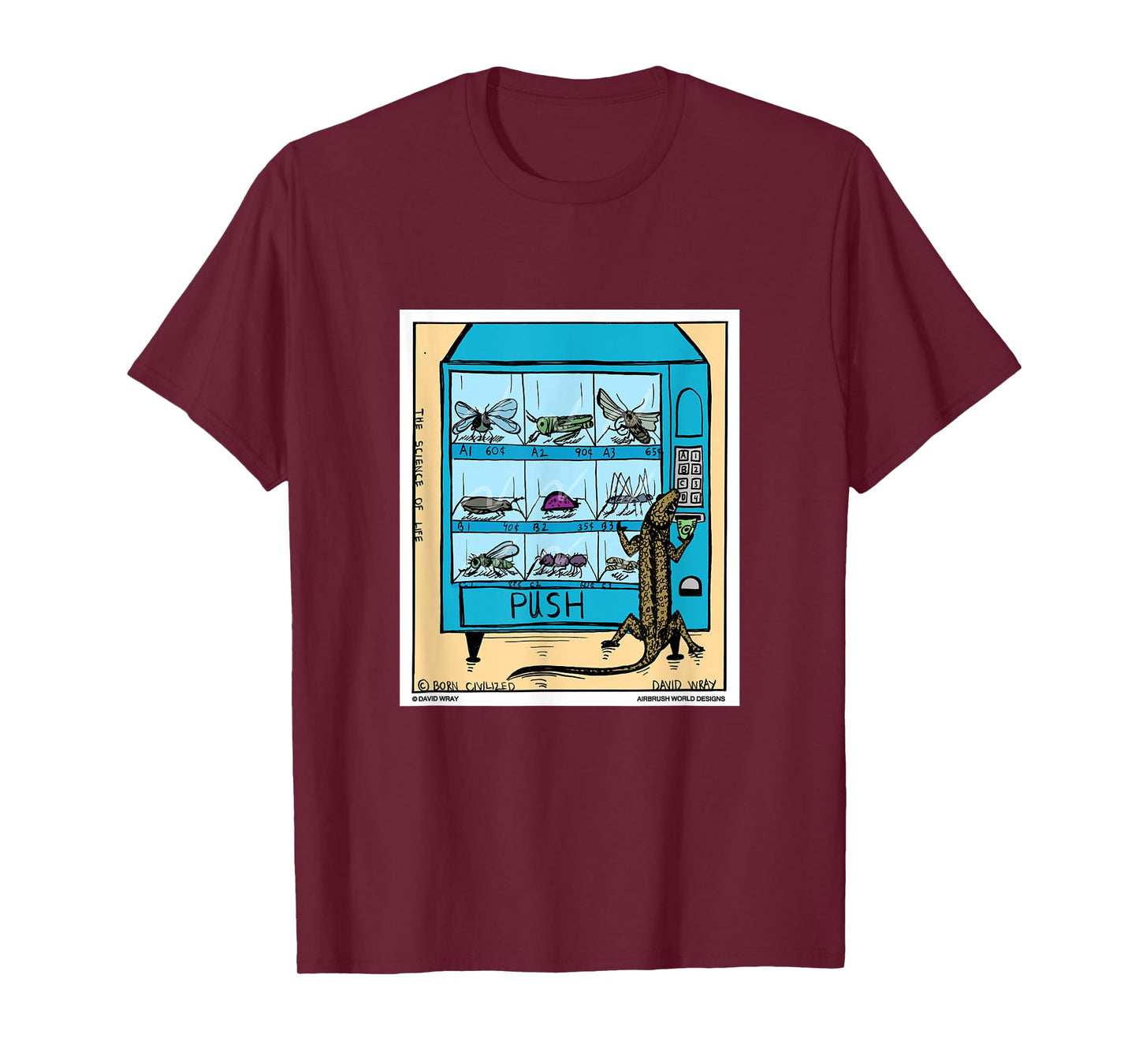 Lizard Using Insect Vending Machine Funny Reptile Gift T-Shirt