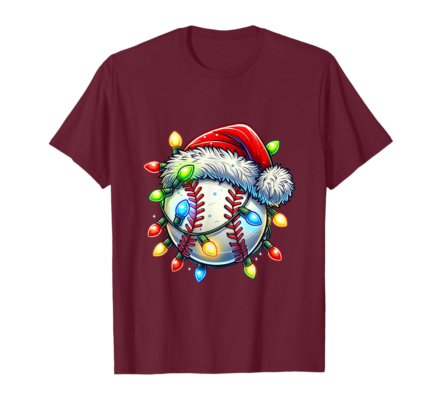 Festive Christmas Baseball Design Santa Hat Sports Pajamas T-Shirt