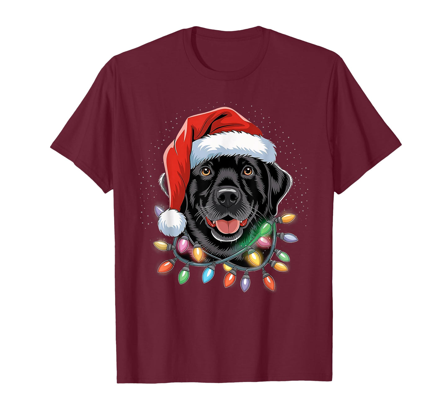 Black Lab Labrador Christmas Tree Light Pajama Dog Xmas T-Shirt for Men Women Kids
