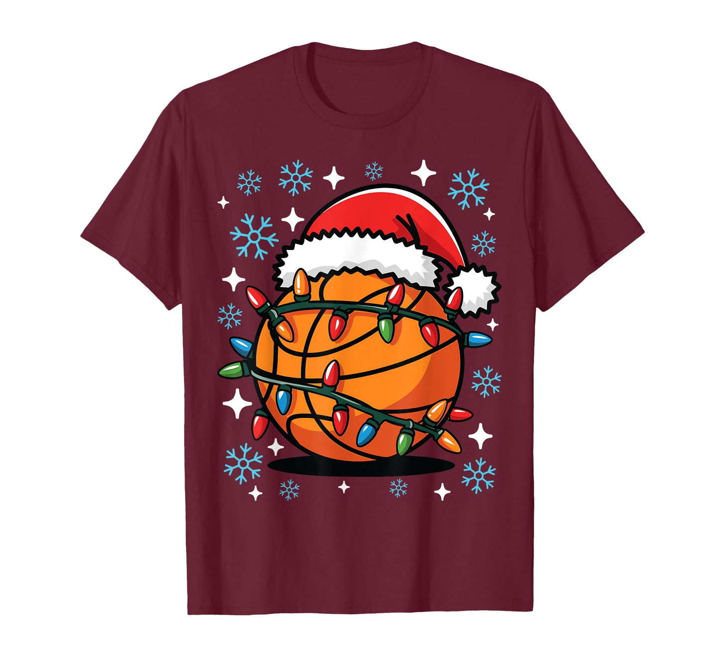 Basketball Player Xmas Santa Hat Basketball Christmas Funny T-Shirt
