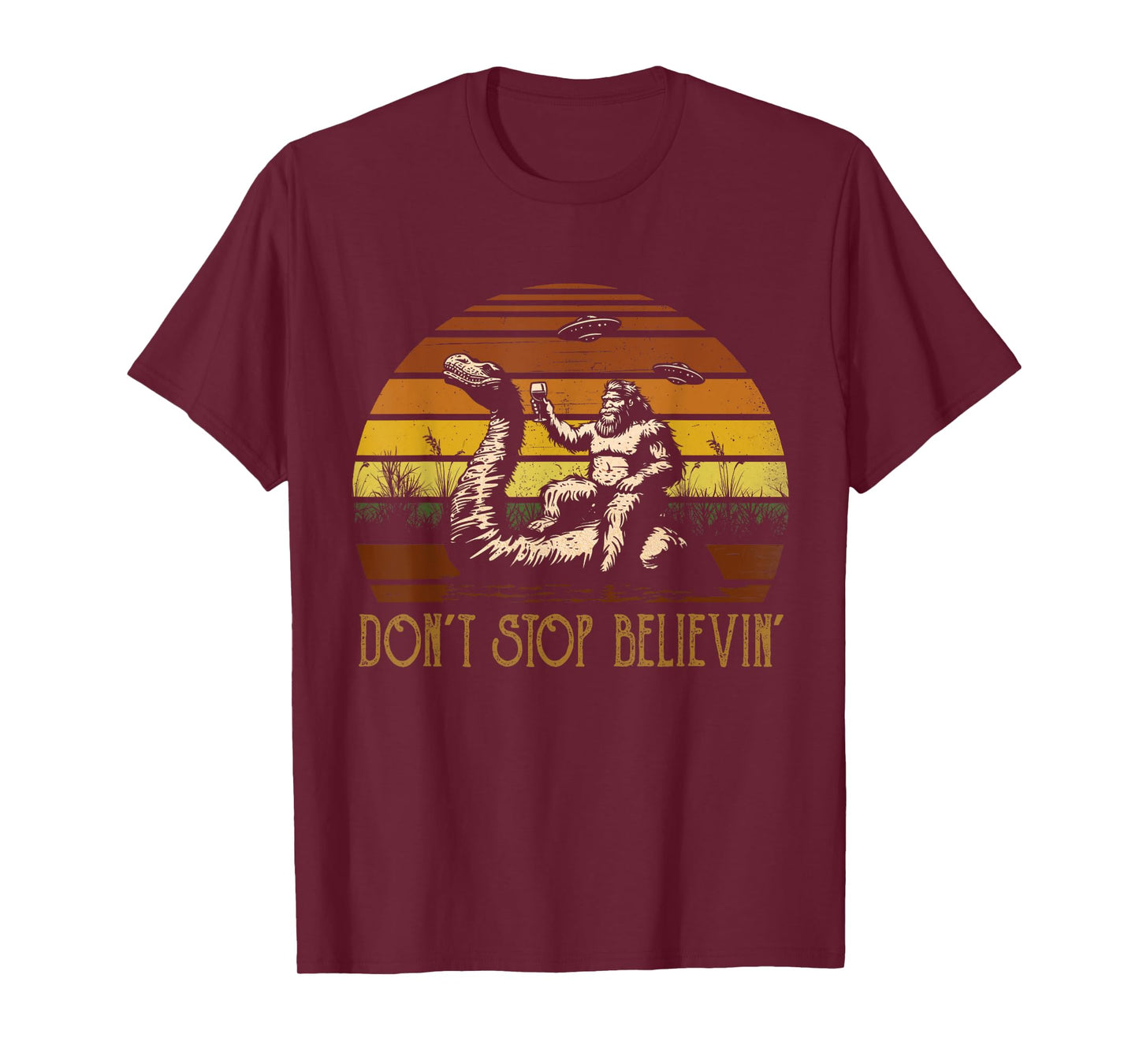 Vintage Cute Animal Loch Ness Monster Don't Stop Believin' T-Shirt
