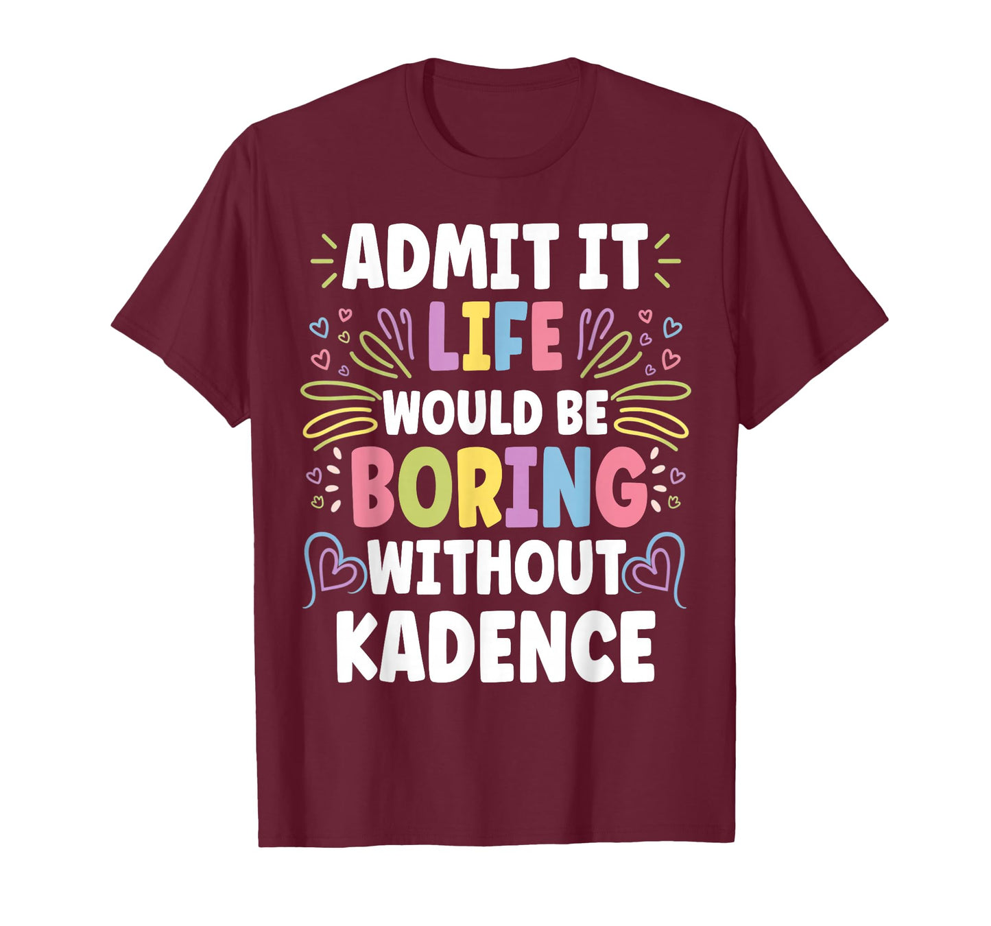 KADENCE Personalized Name Funny Cute Custom T-Shirt for Women & Kids, Black, Small, Short Sleeve, Crew Neck, Solid, Trendy, Imported, Polyester 100%