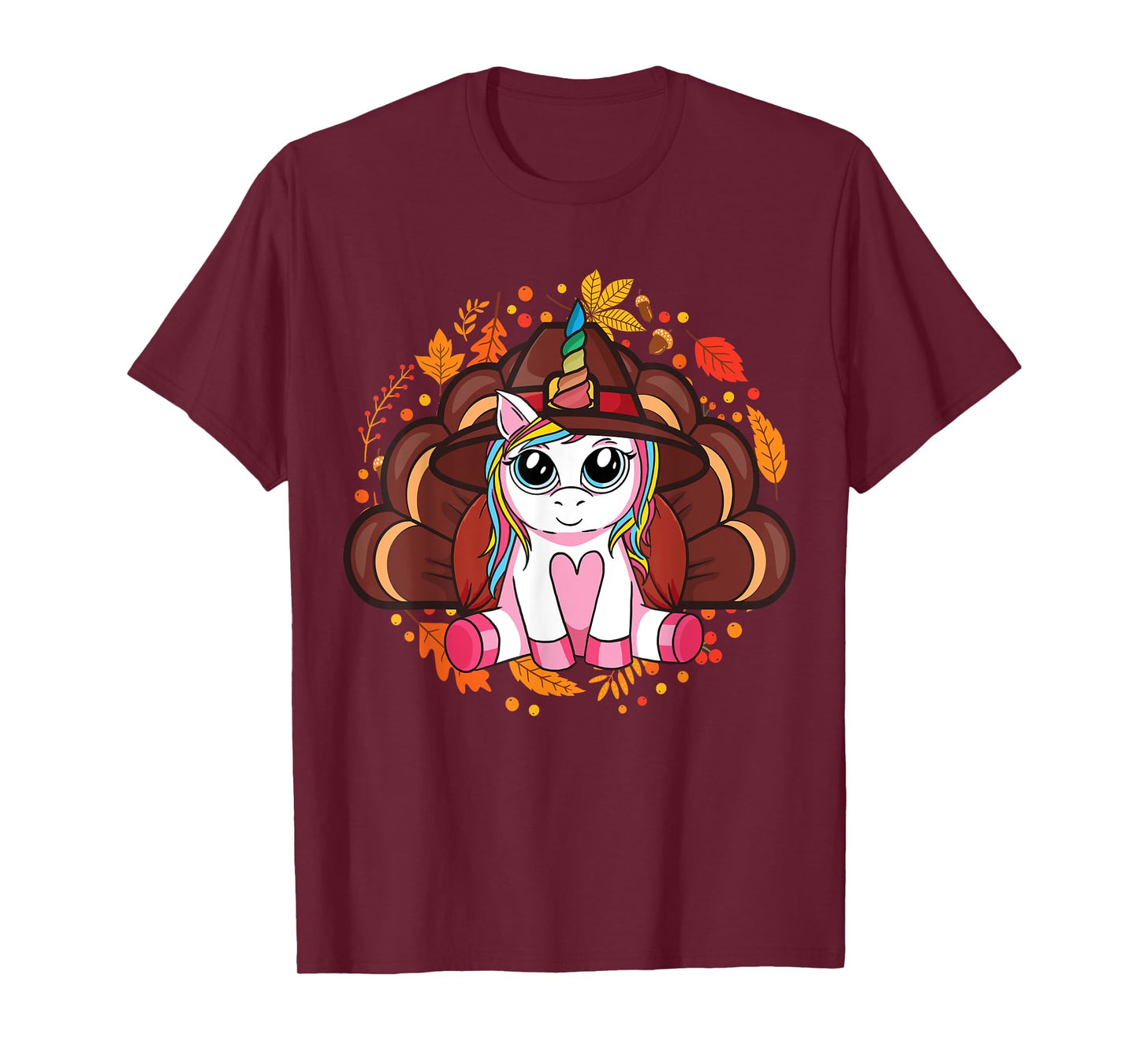 Cute Thanksgiving Girls Kids Toddler Turkey Unicorn T-Shirt
