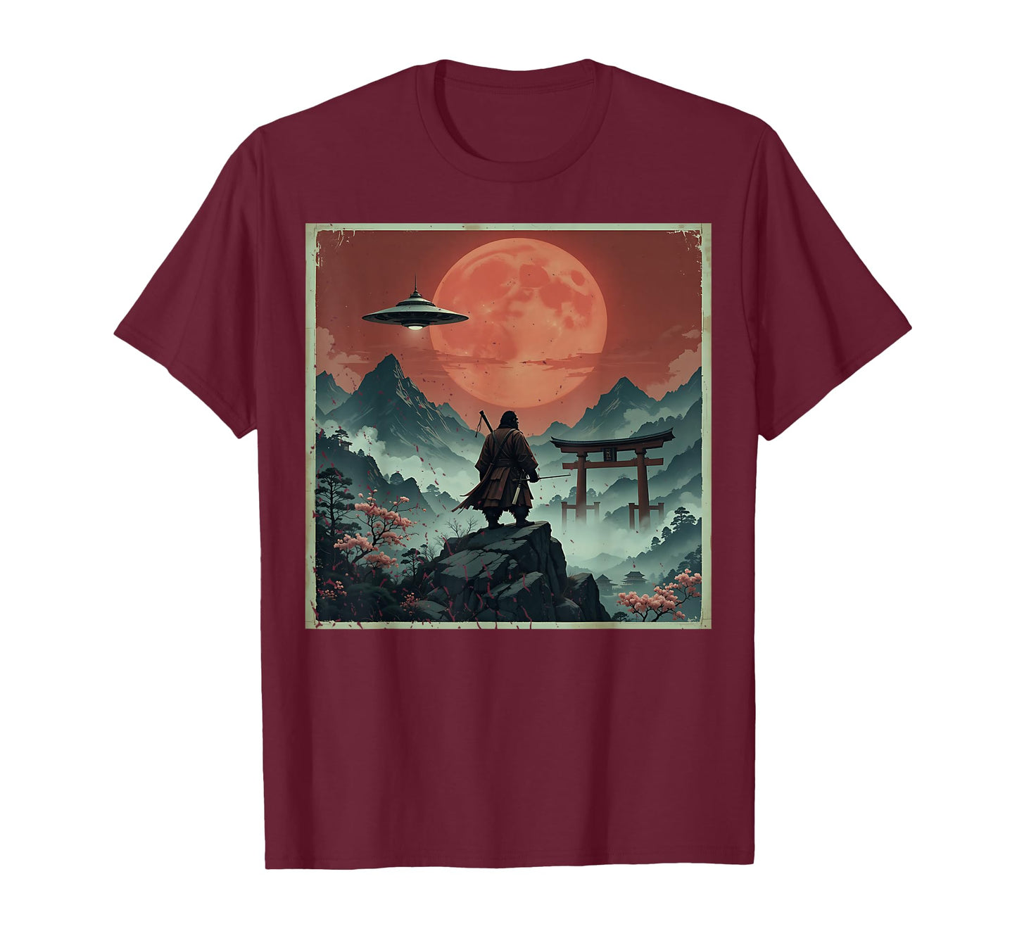 Samurai Bigfoot Japanese UFO Vintage Graphic Ukiyo-e Art T-Shirt