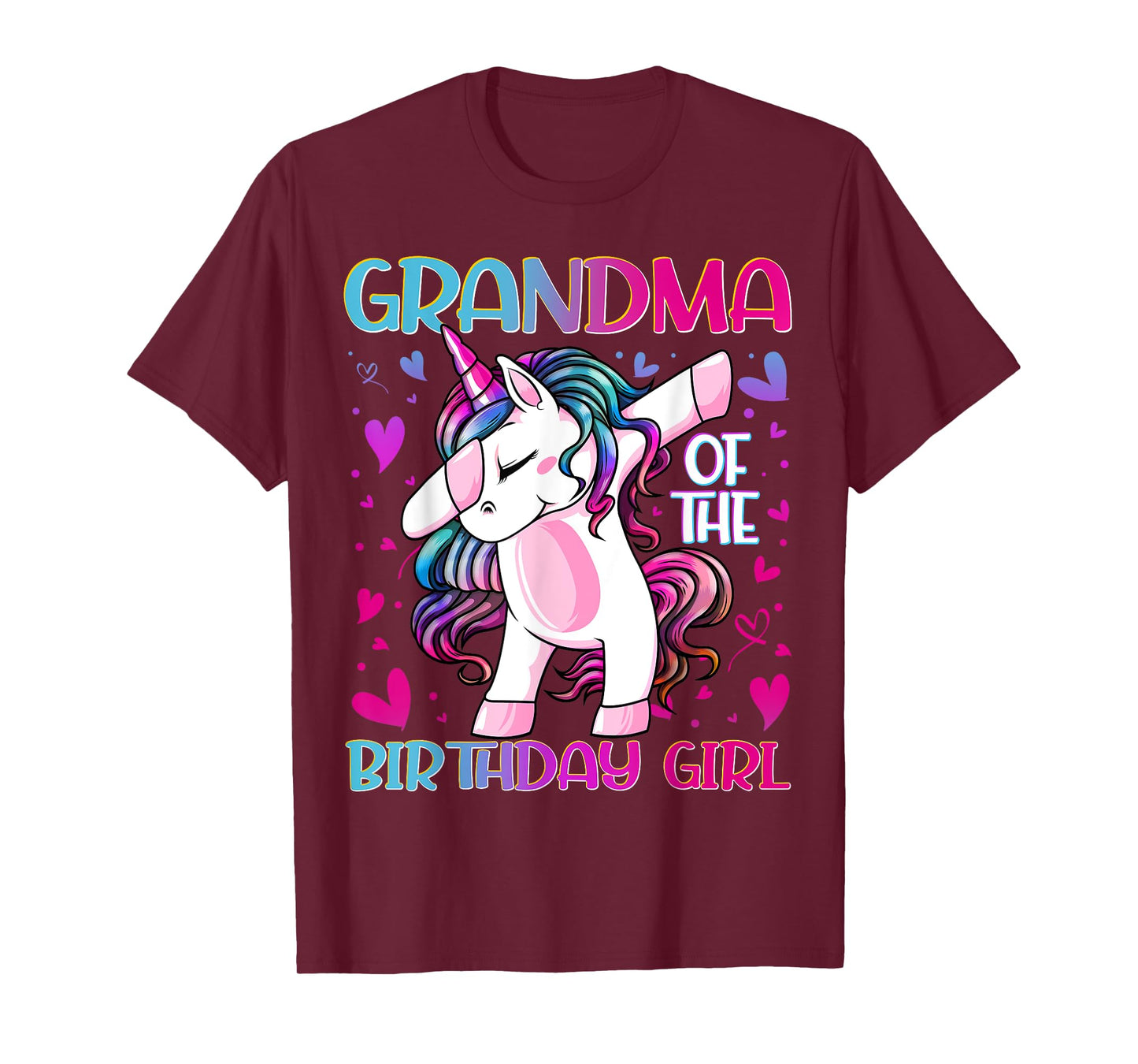 Grandma of the Birthday Girl Dabbing Unicorn Grandmother T-Shirt