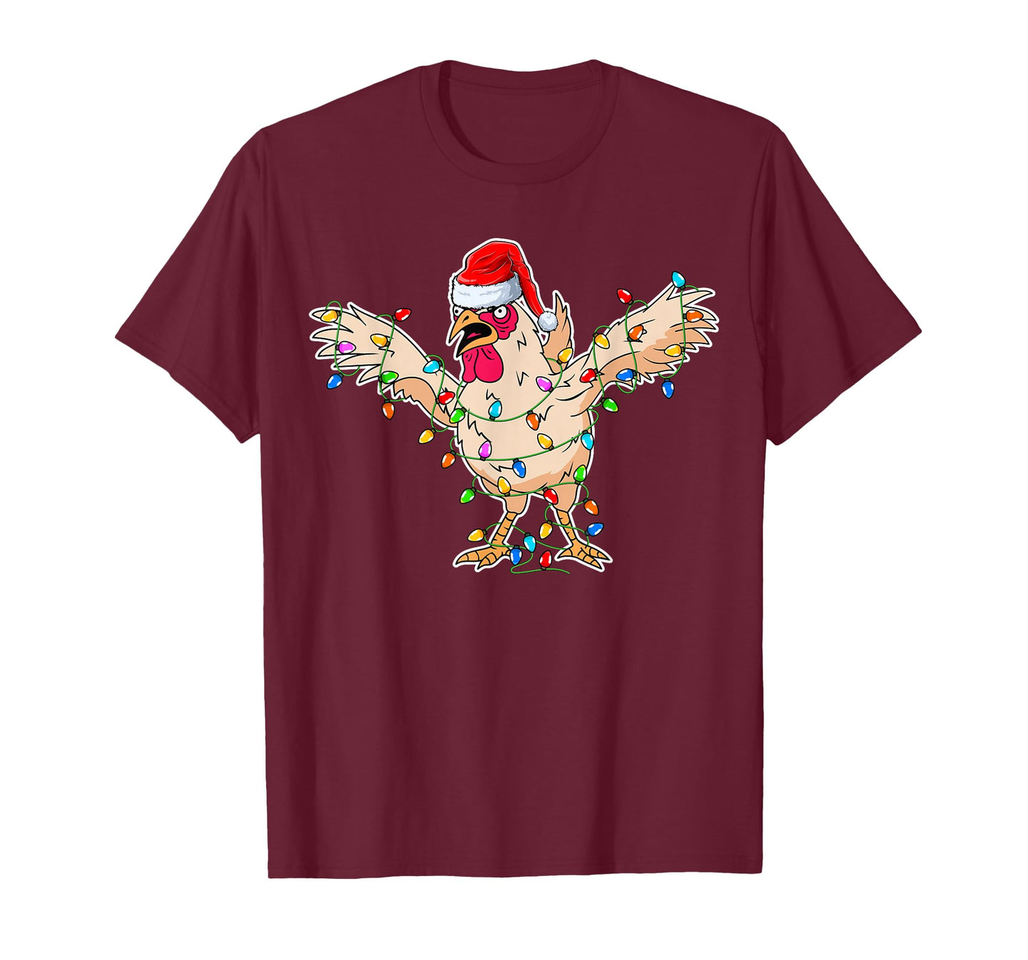 Rooster Wearing Santa Hat - Rooster Chicken Lover Christmas T-Shirt
