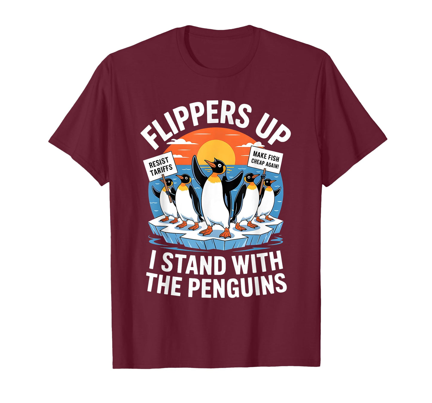 Funny Resist Penguins Protest Against Tariffs Vintage Gifts T-Shirt