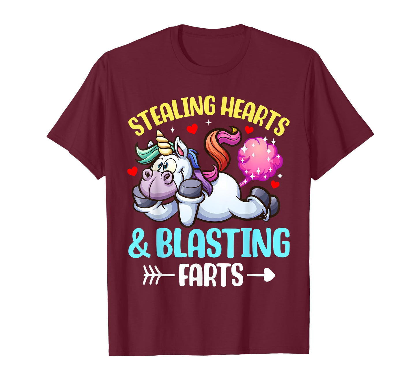 Stealing Hearts And Blasting Farts Fantasy Unicorn Gag T-Shirt