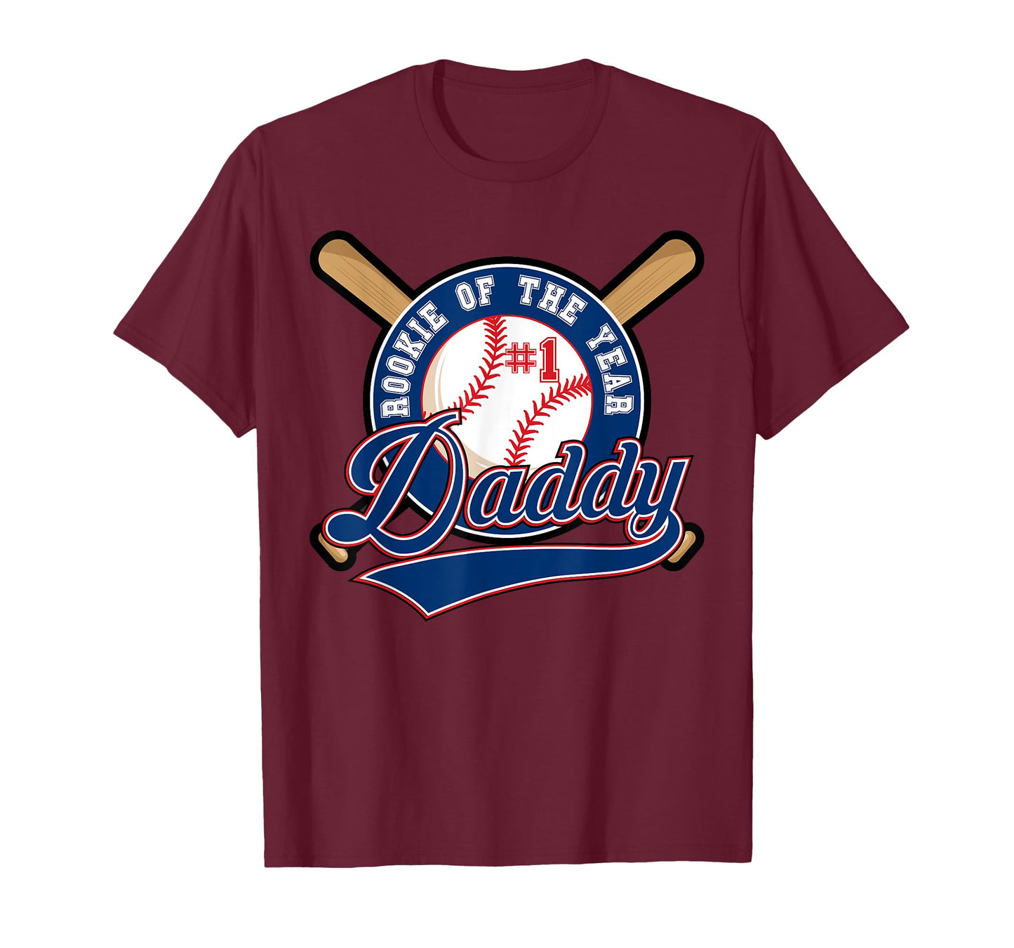 Daddy of Rookie of Year 1st Birthday Baseball Theme Matching T-Shirt