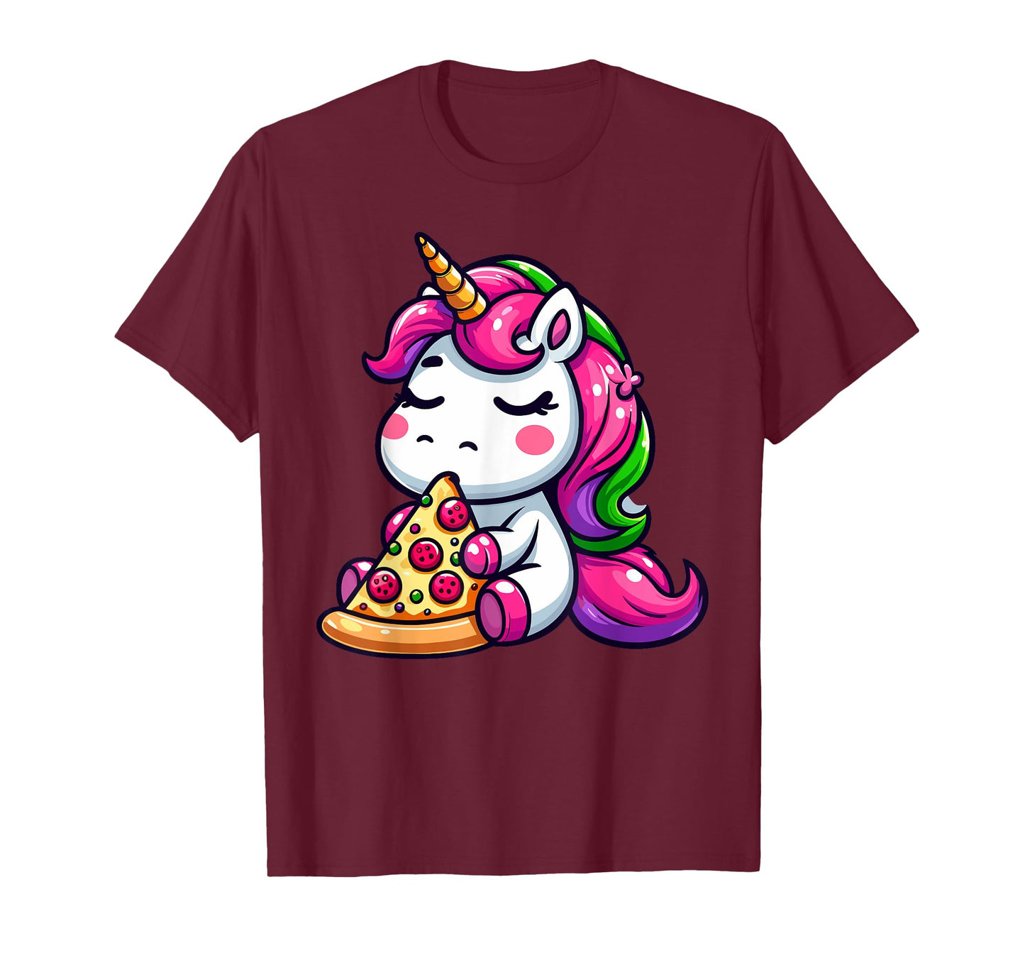 Unicorn Animal Eating Pizza Margherita Meal Foodies T-Shirt
