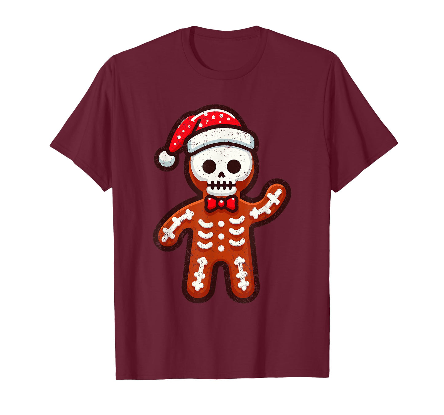 Skeleton Gingerbread Christmas Santa Hat X-mas Holiday T-Shirt