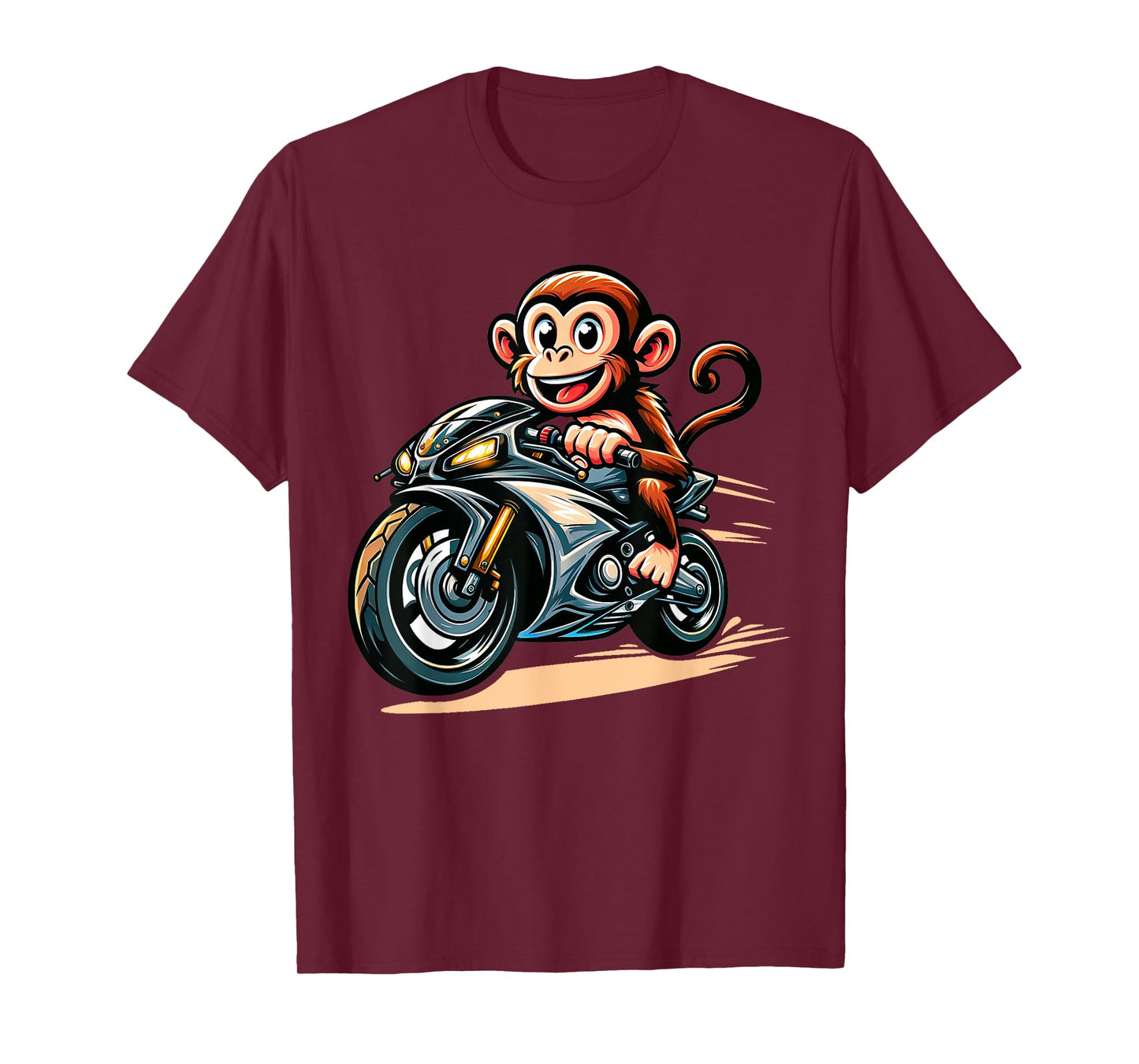 Funny Monkey Riding Motorcycle Graphic T-Shirt