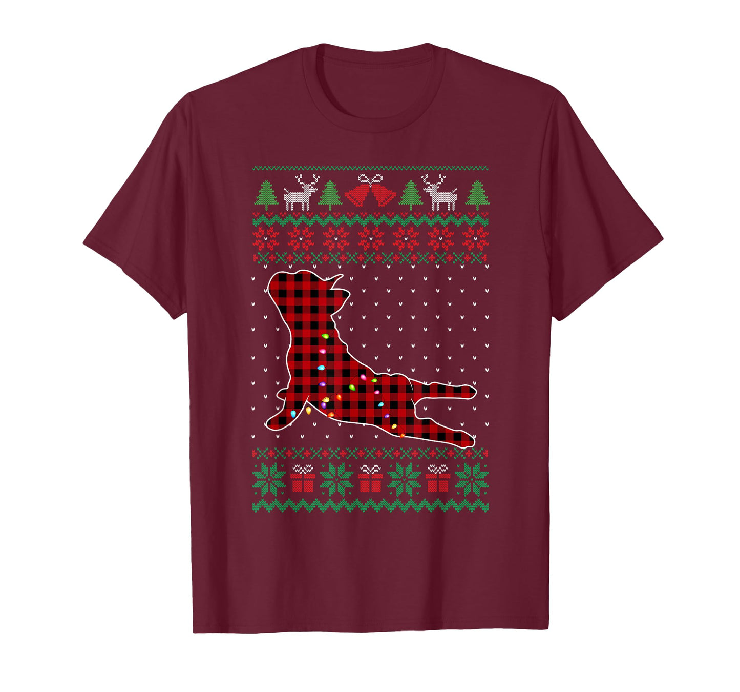 Frenchie Red Plaid Buffalo Funny Ugly Christmas Sweater T-Shirt