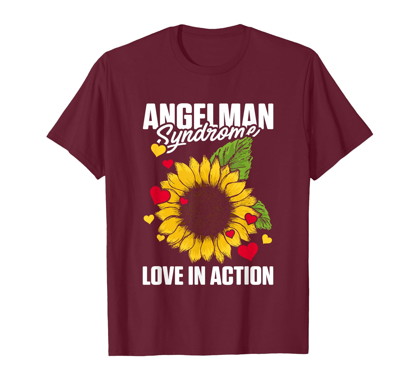 Love In Action Heart Sunflower Graphic Angelman Syndrome T-Shirt