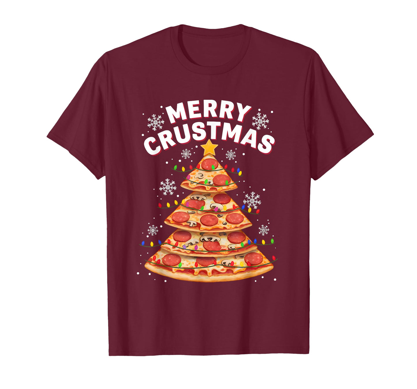Merry Crustmas Pizza Christmas Tree Holiday Pajama Men Women T-Shirt